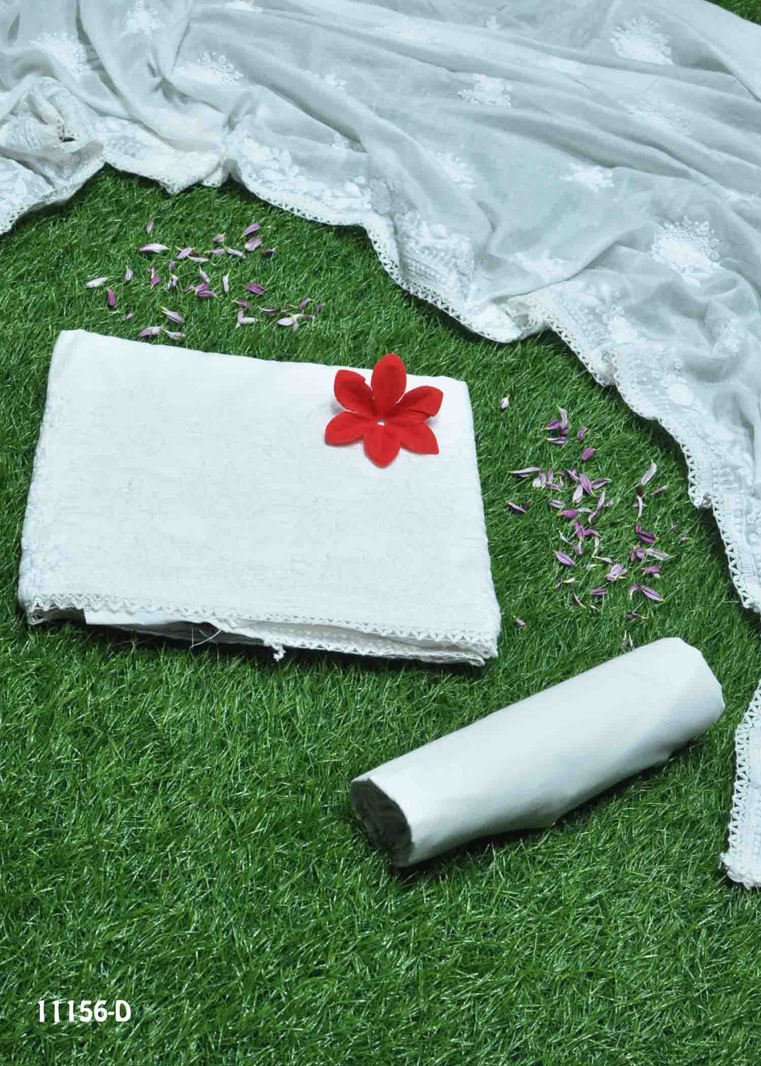 Angel- 11156-D White Color Fancy Embroidery Cotton Salwar Material CM1318302 (LR1D)