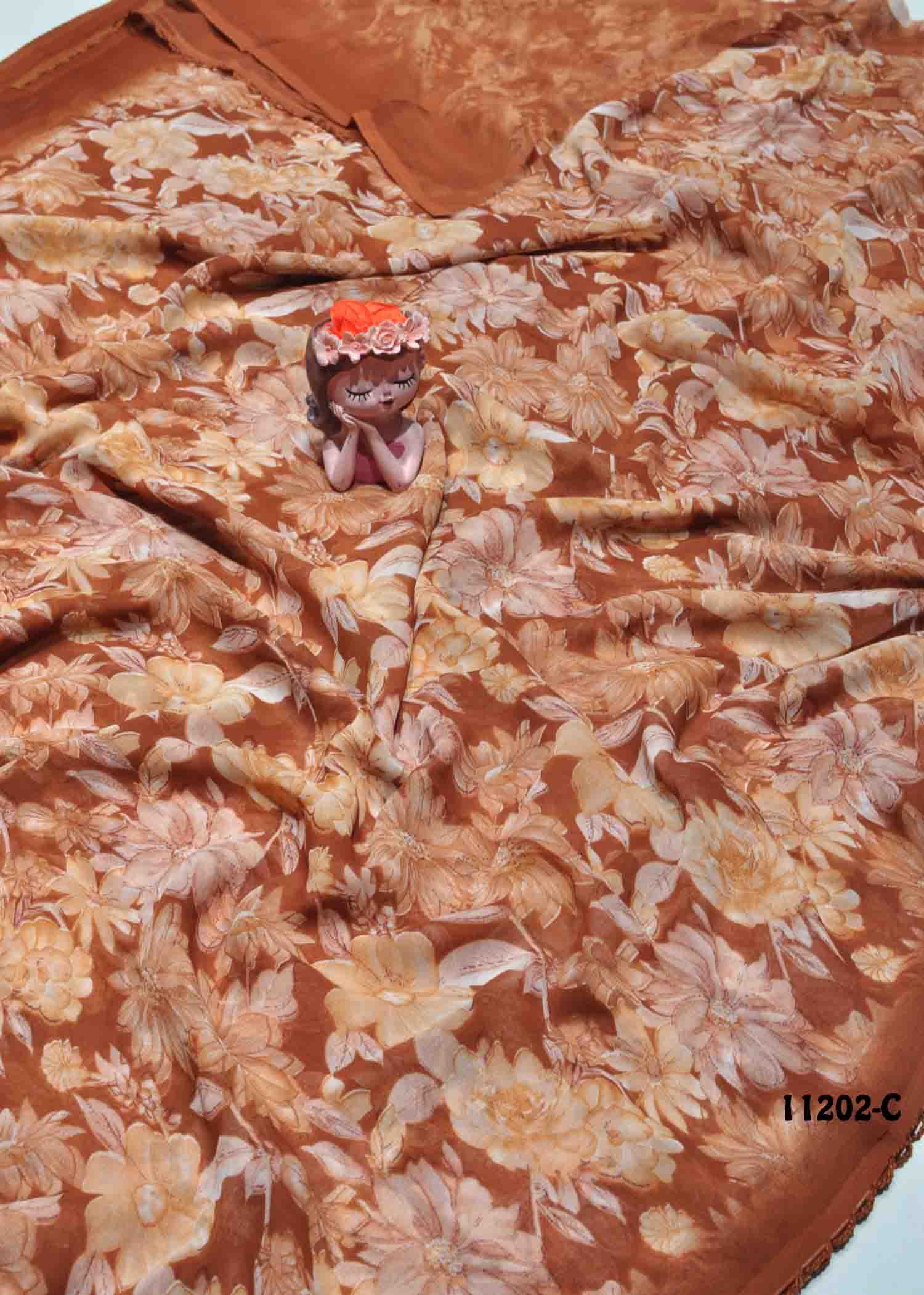 Vishaka - 11202-C Brown Color Roll Chiffon Saree CM1294080 (RR10C)