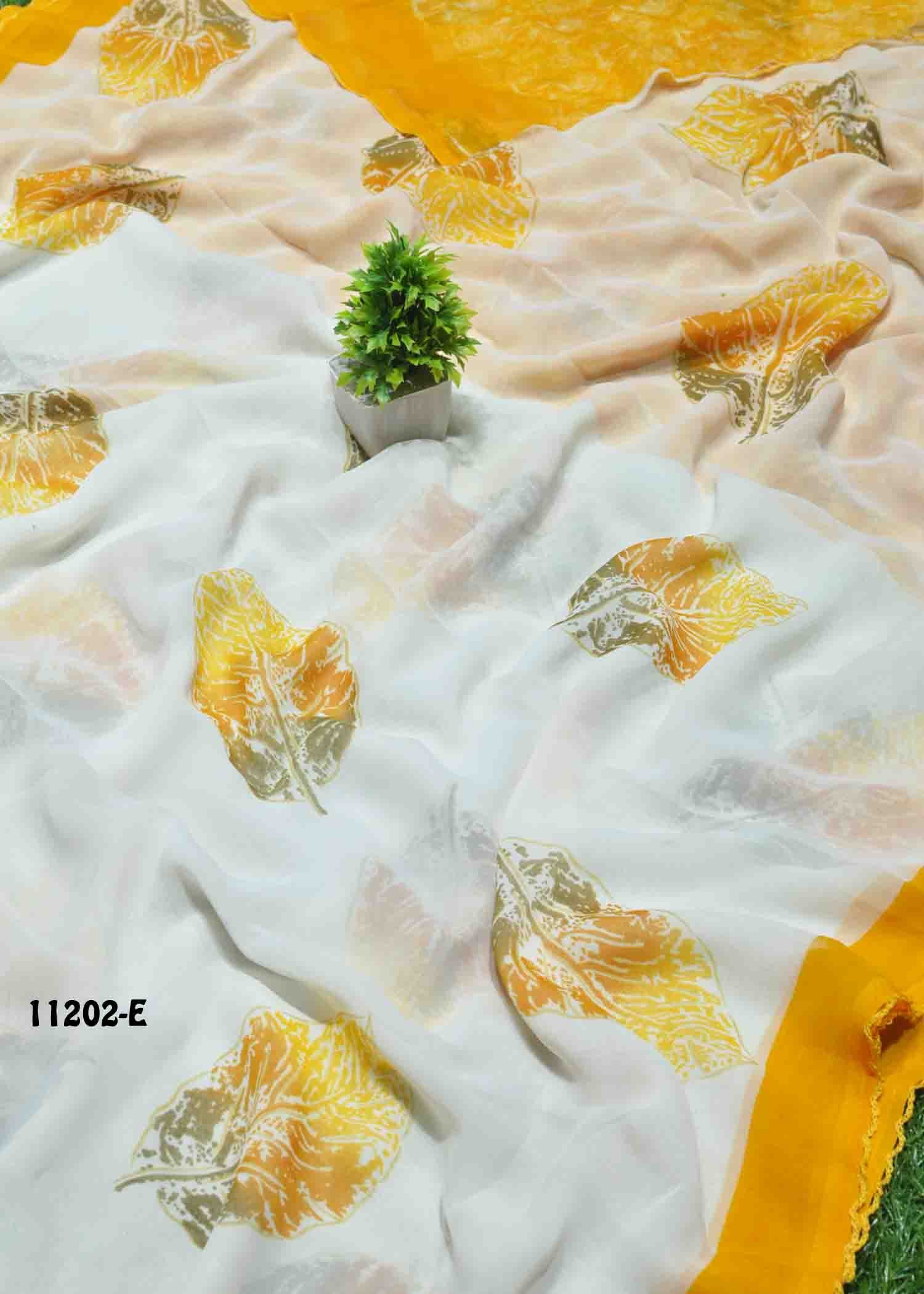 Vishaka - 11202-E Halfwhite Color Roll Chiffon Saree CM1294080 (RR10C)