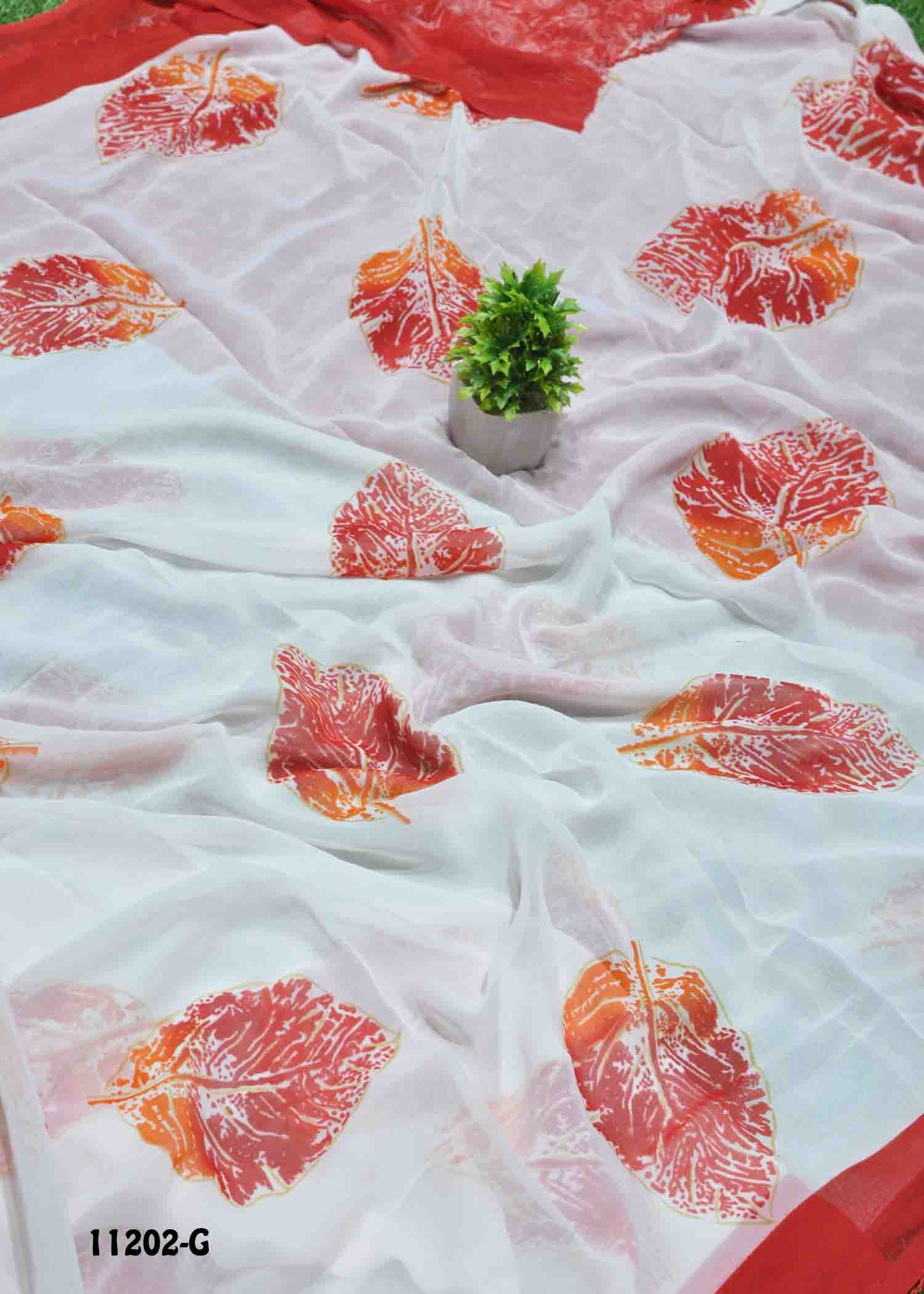 Vishaka - 11202-G Halfwhite Color Roll Chiffon Saree CM1294080 (RR10C)