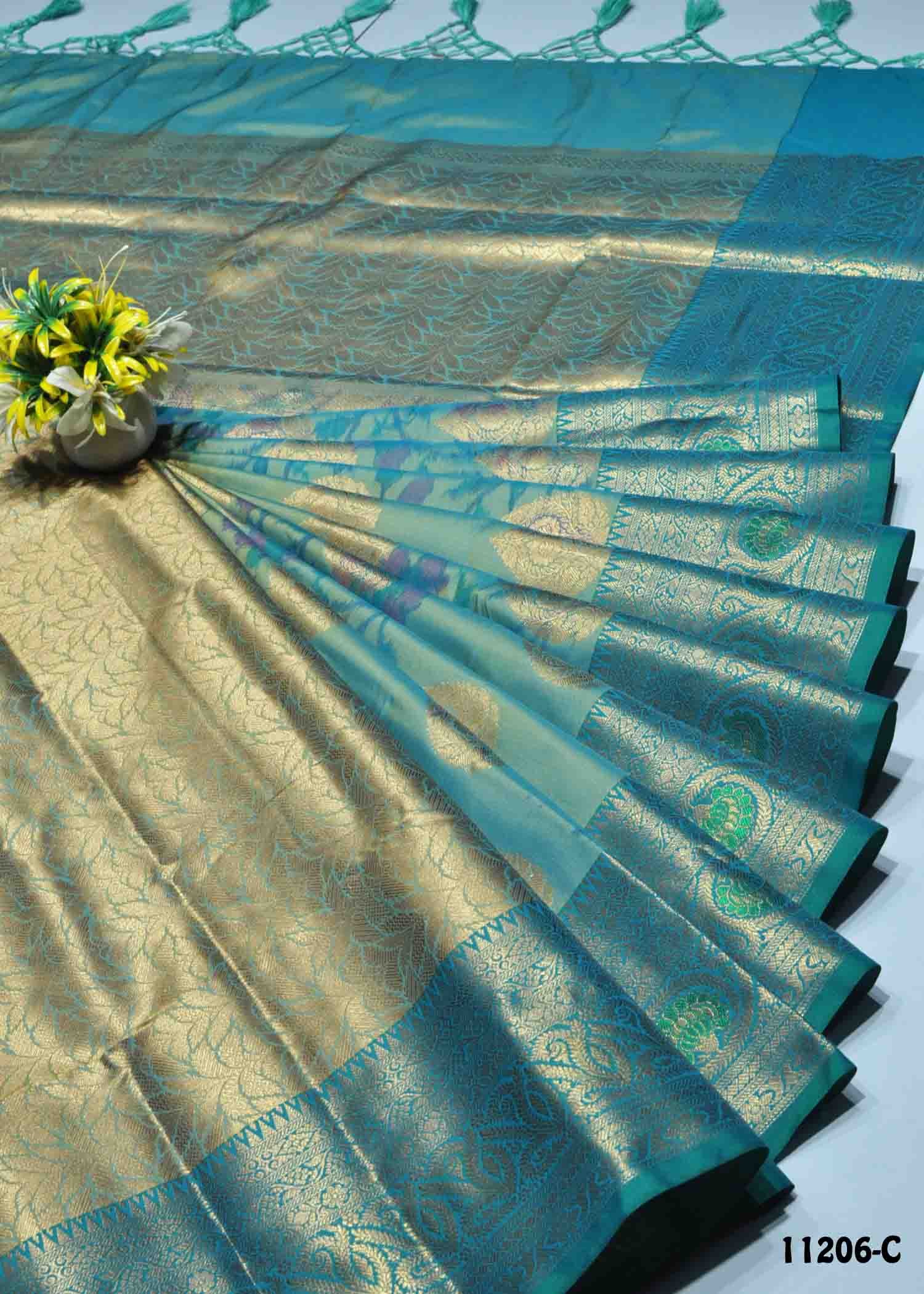 Adhvaitha -11206-C CelesteBlue Color Traditional Look Semi-Soft Silk Saree CM1311513 (RR3D)