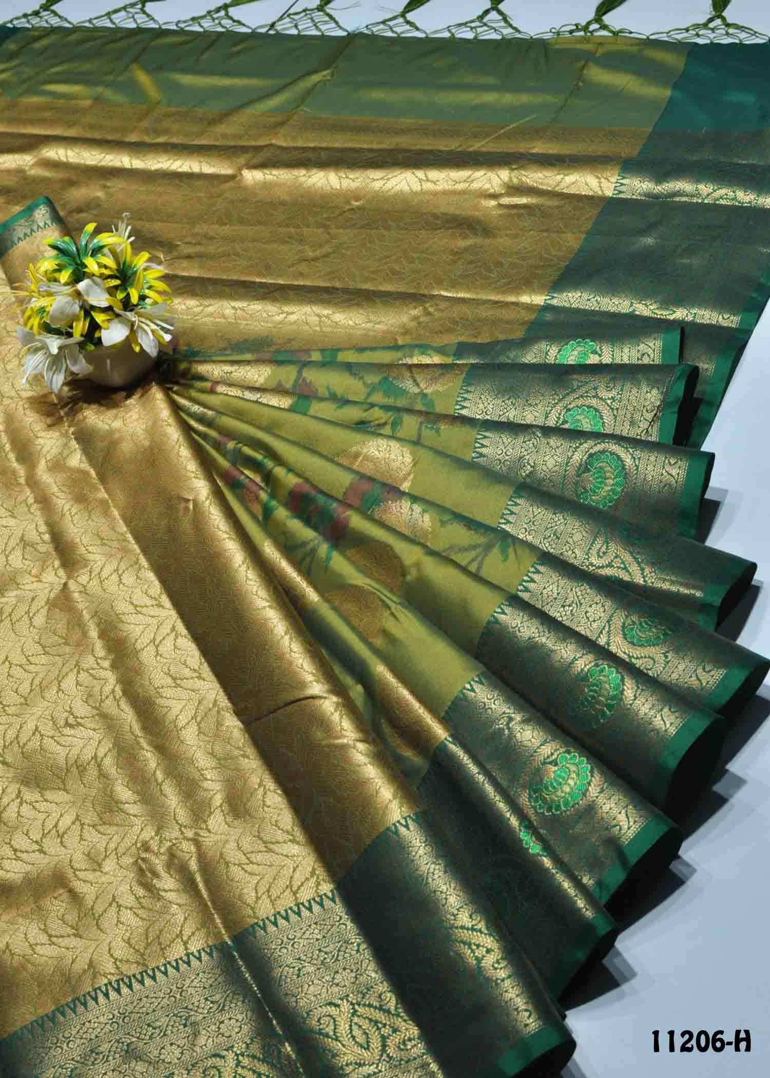 Adhvaitha -11206-H MossGreen Color Traditional Look Semi-Soft Silk Saree CM1311513 (RR3D)