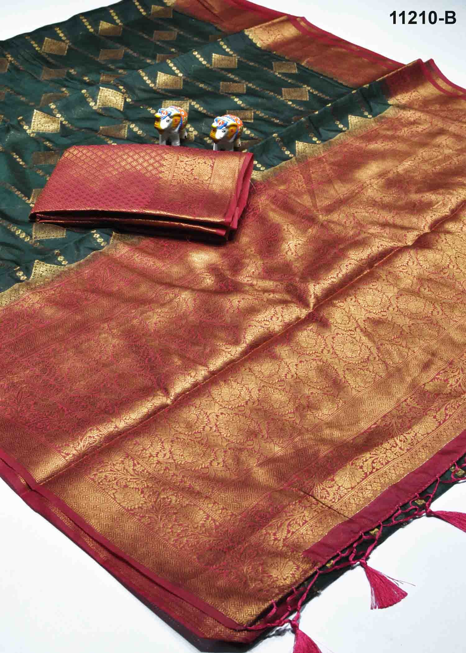 Aazhini - 11210-B DarkGreen Color Traditional Wear Crepe Silk Saree CM1297551 (RR3C)