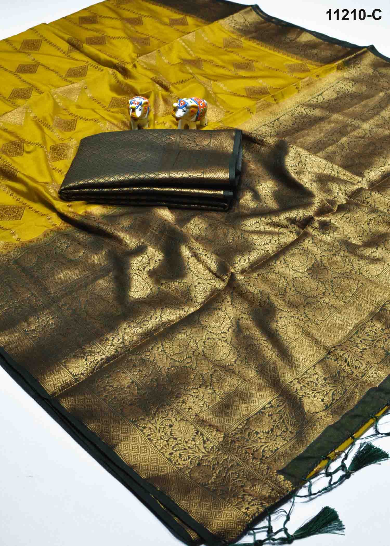 Aazhini - 11210-C Mustard Color Traditional Wear Crepe Silk Saree CM1297551 (RR3C)