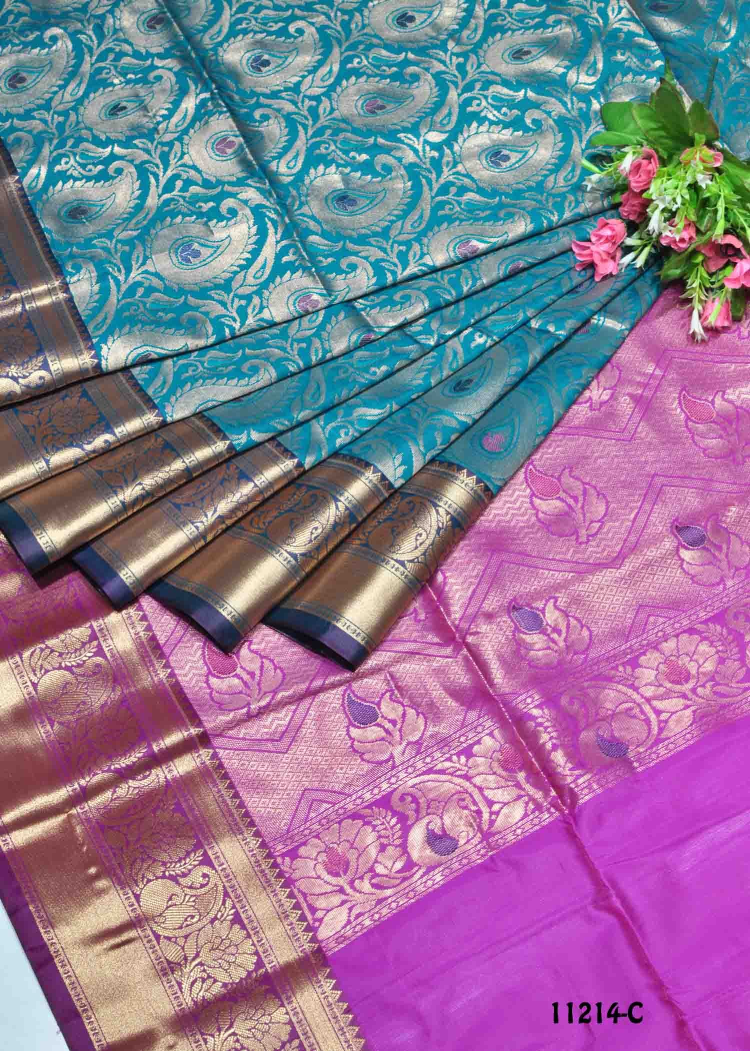 Agavazhagi - 11214-C PineGreen Color Excellent Raw Silk Saree CM1309171 (RR3C)