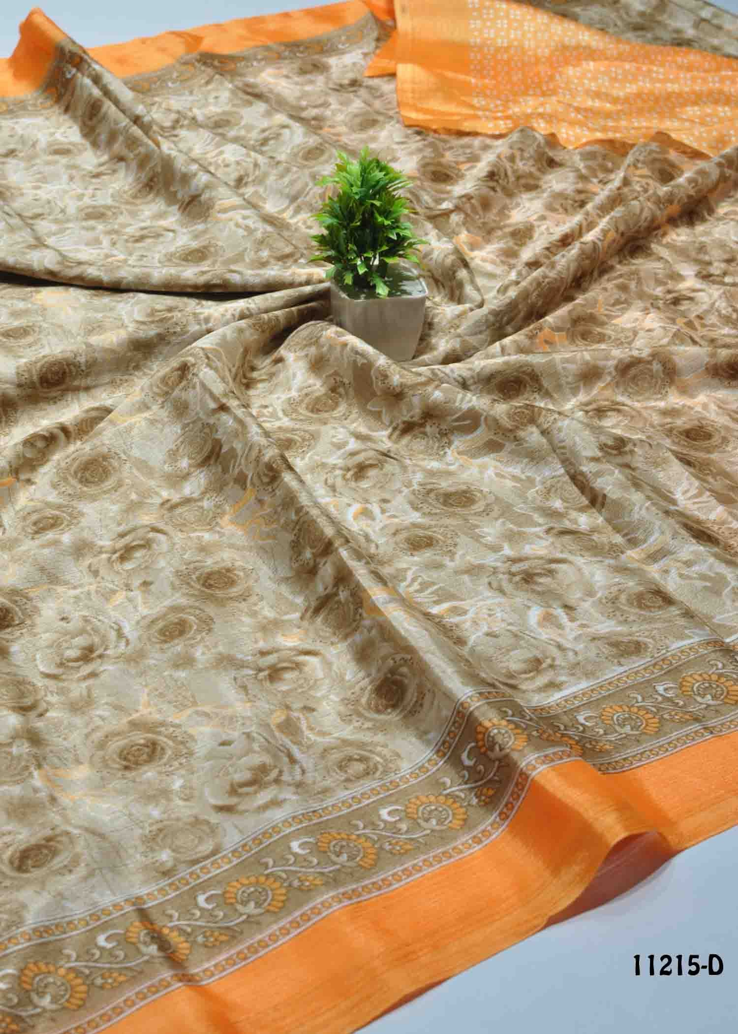 Tishya - 11215-D Tan Color Simply Look Crepe Saree CM1306817 (RR9C)