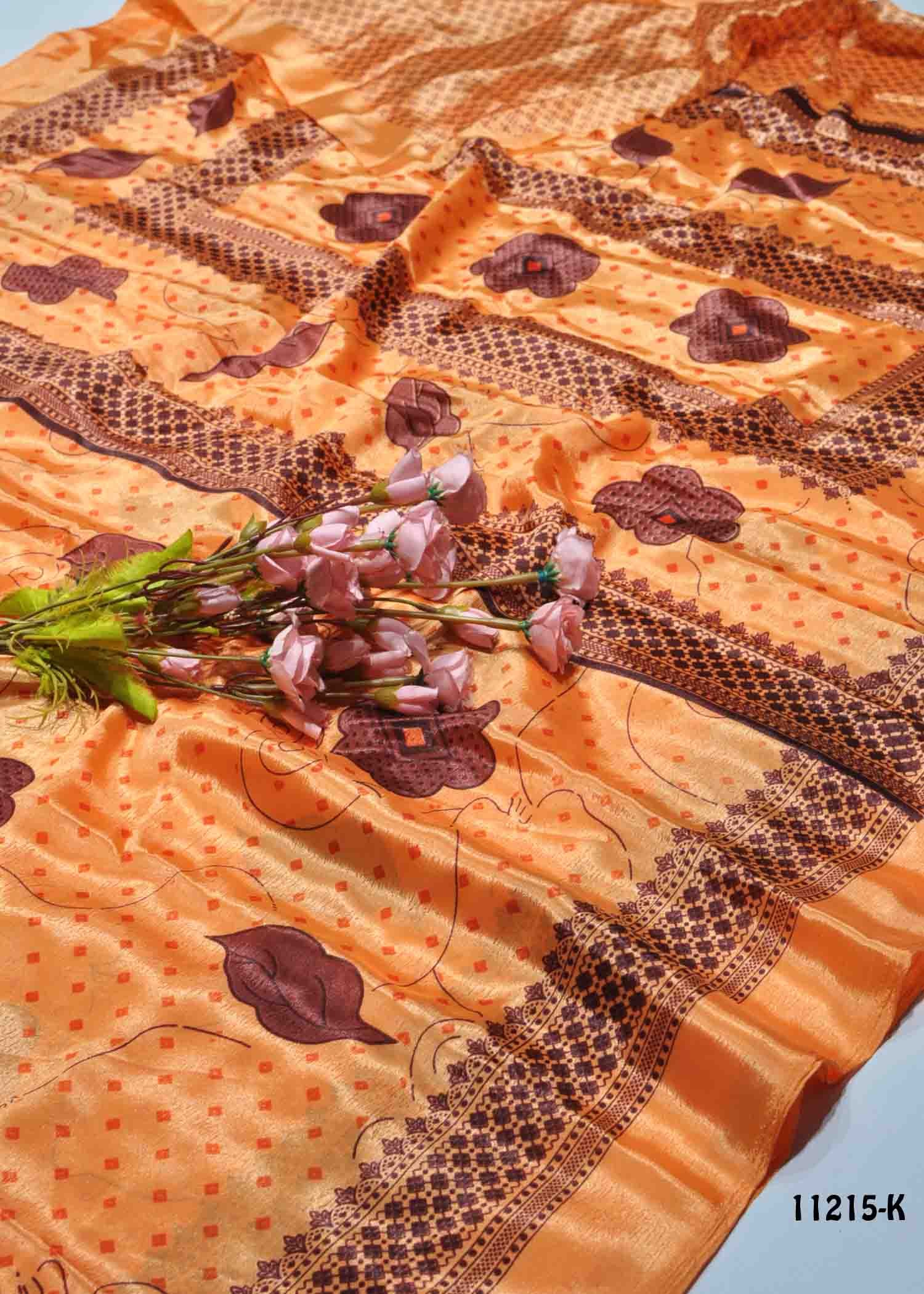 Udaya - 11215-K BrightOrange Color Simply Look Crepe Saree CM1306817 (RR9C)