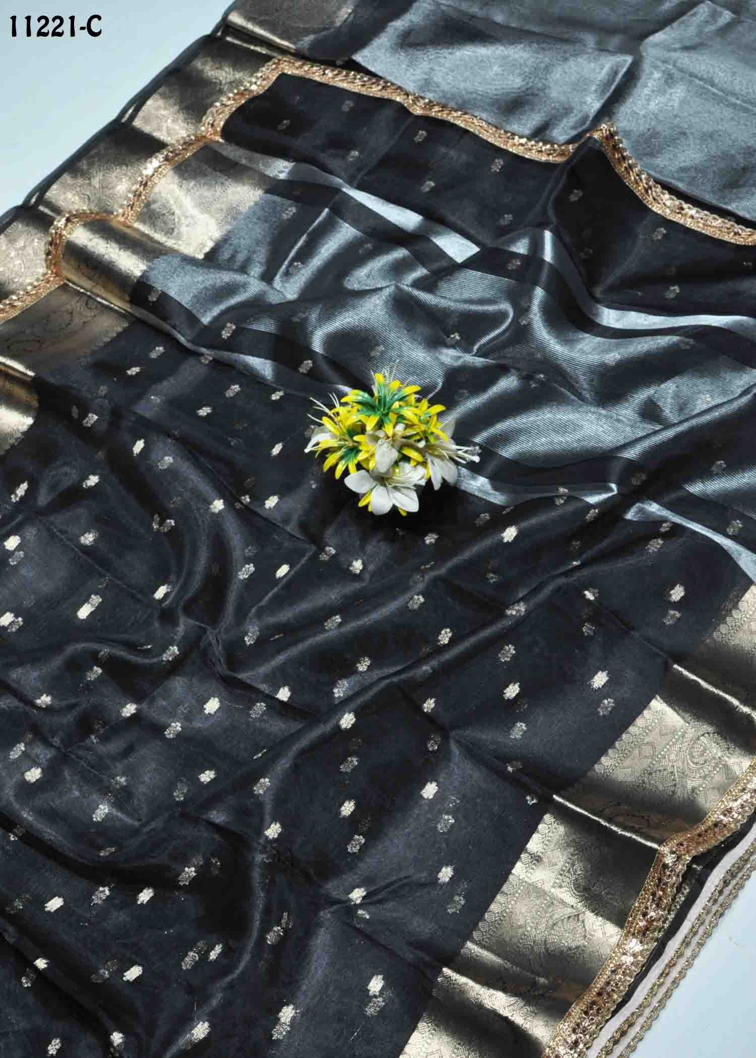 Vanshika - 11221-C Black Color Traditional Wear Tissue Silk Saree CM1310477 (RR1C)