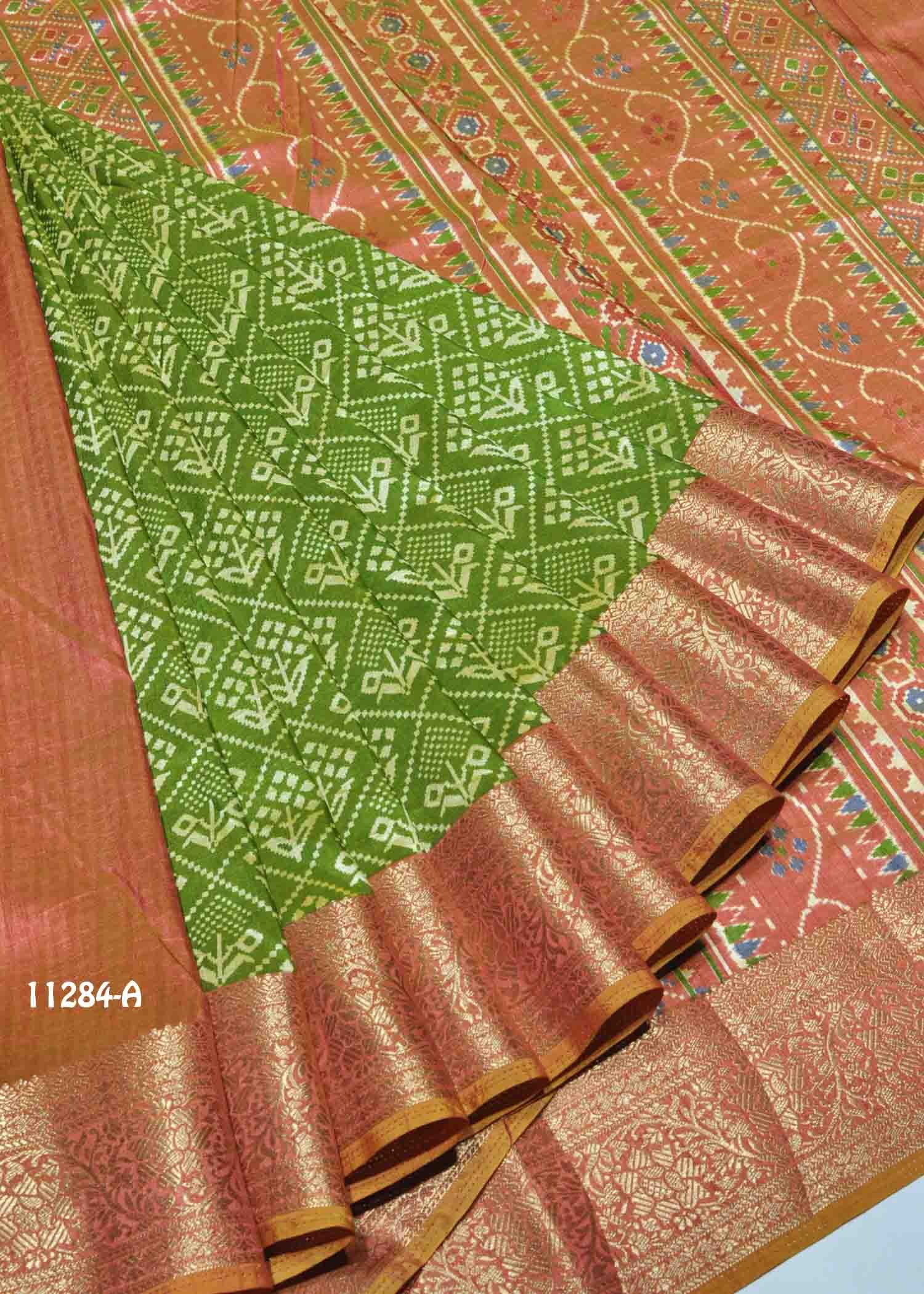 Yashvika - 11284-A FernGreen Color Traditional Wear Pochampally Saree CM1313678 (RR4D)