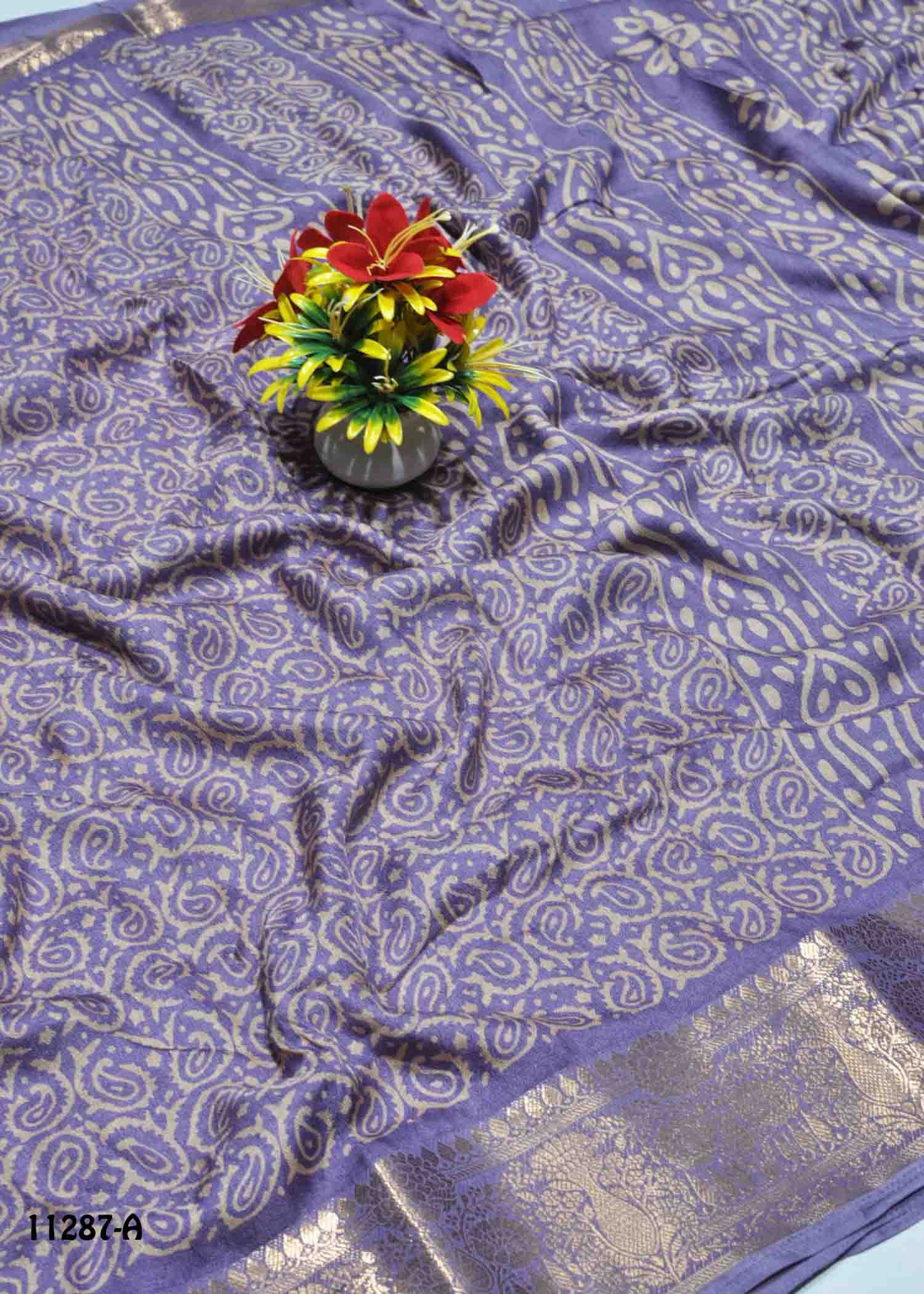 SriMithra - 11287-A GrapePurple Color Rich Look Moss Chiffon Saree CM1316686 (LR11D)