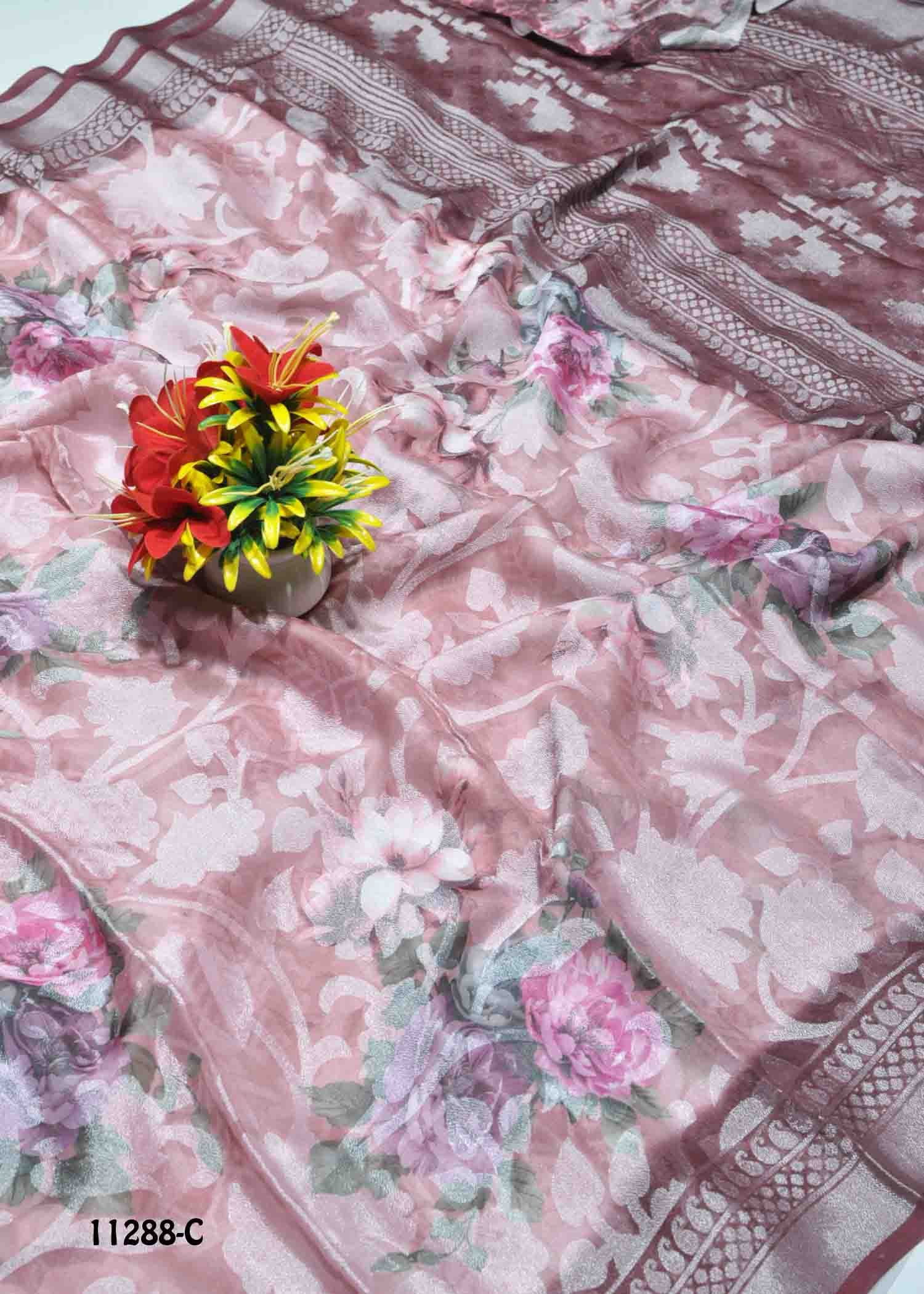 Rithika - 11288-C QueenPink Color Rich Look Brasso Saree CM1316685 (LR11D)