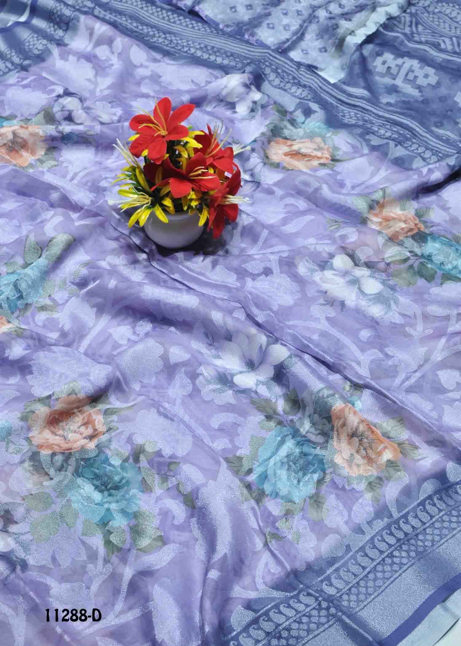 Rithika - 11288-D Lavender Color Rich Look Brasso Saree CM1316685 (LR11D)