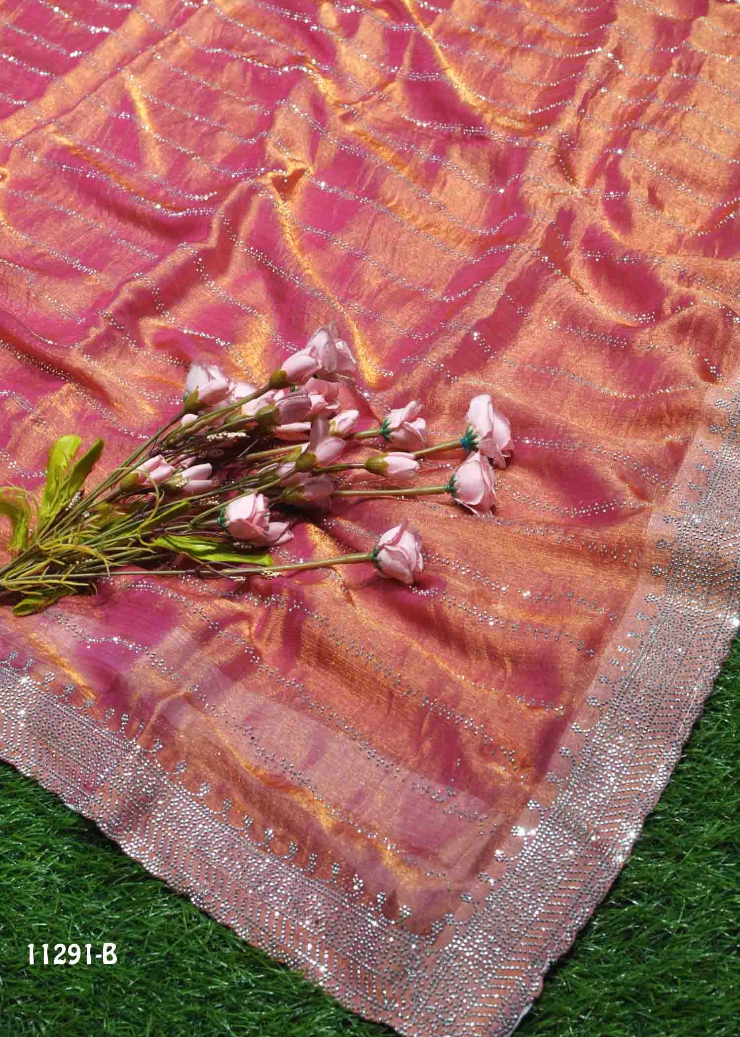 Thivitha - 11291-B DesireRed Color Stone Work Space Silk Saree CM1316269 (LR10D)