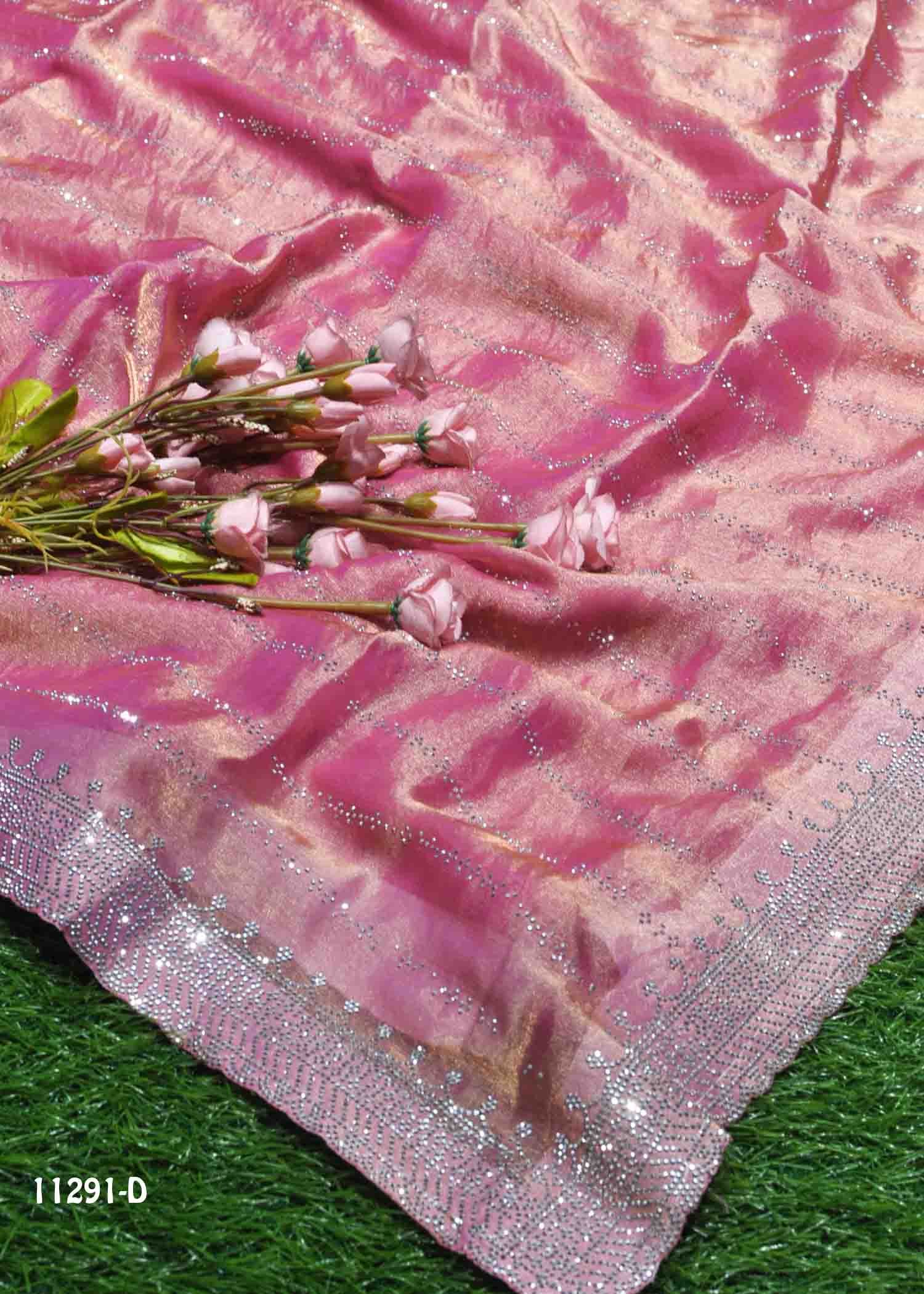 Thivitha - 11291-D TaffyPink Color Stone Work Space Silk Saree CM1316269 (LR10D)