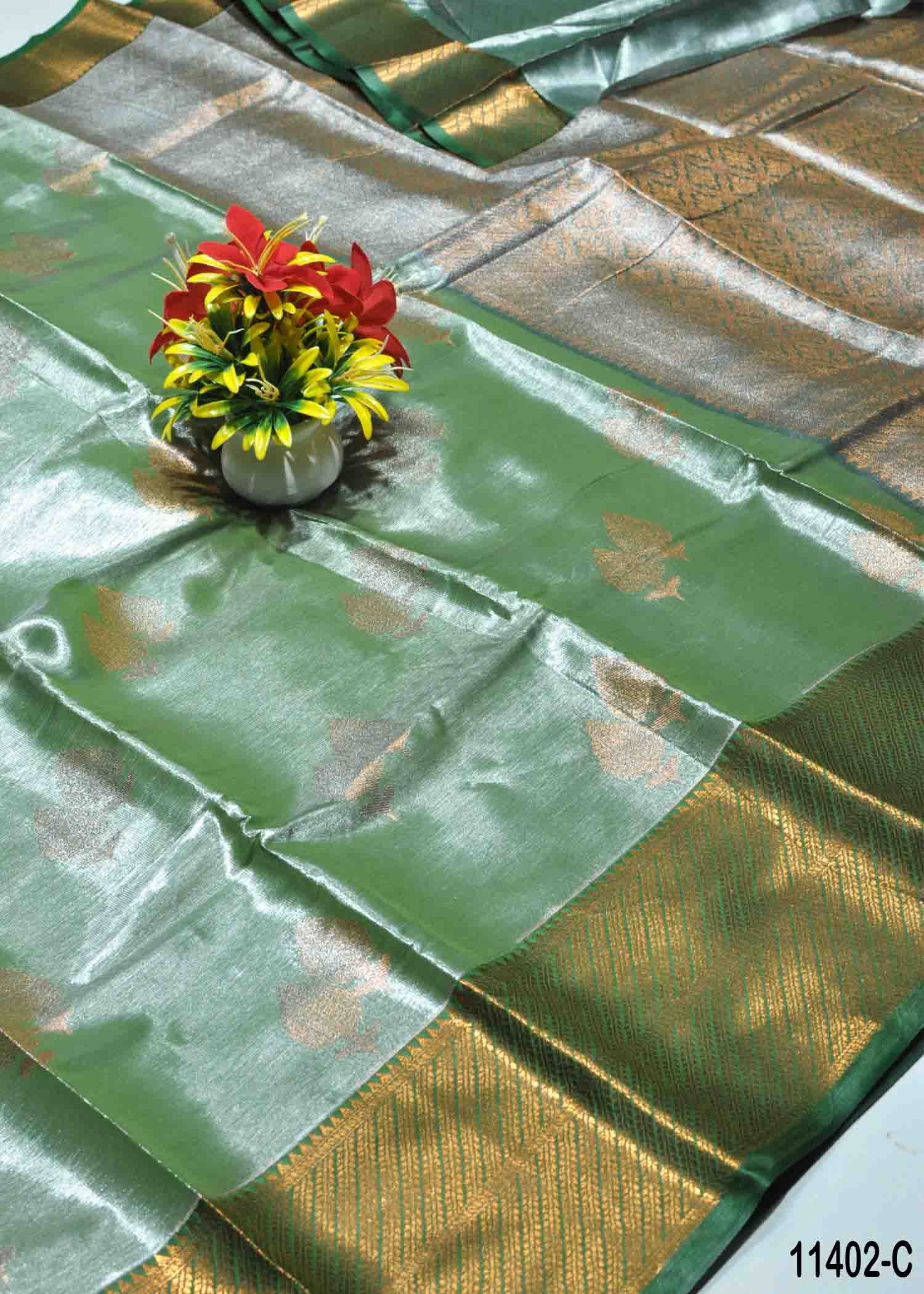 Chandraleka - 11402-C FernGreen Color Traditional Wear Tissue Silk Saree CM1310806 (RR2B)