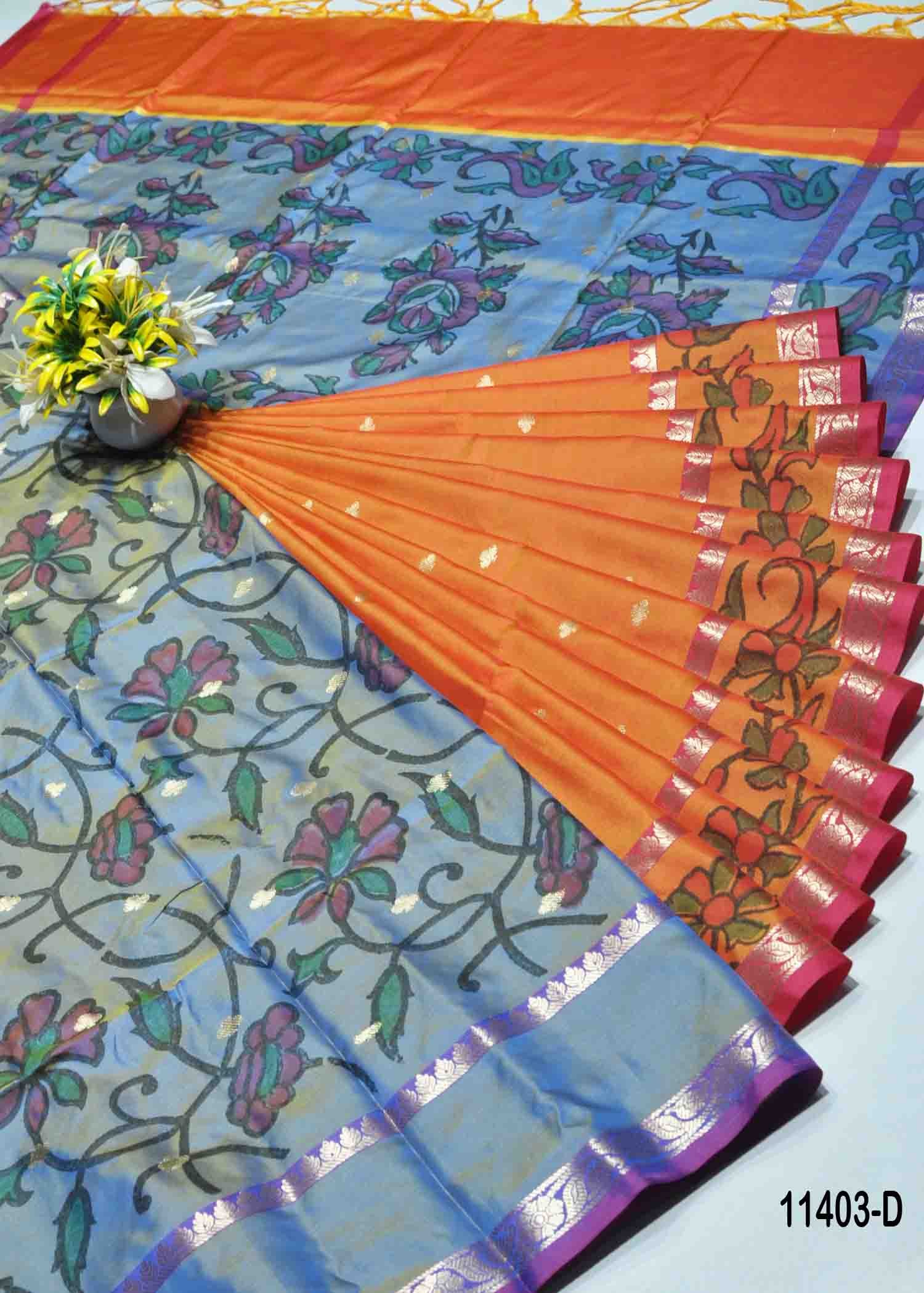 Chandhini - 11403-D Orange Color Excellent Look Two-Tone Cora Silk Saree CM1310958 (RR2B)