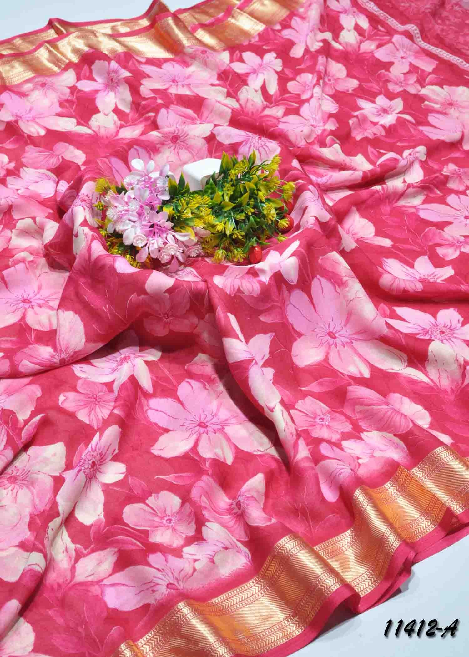 Clancy -11412-A Pink Color Rich Look Elagant Soft Chiffon Saree CM1310943 (RR10C)