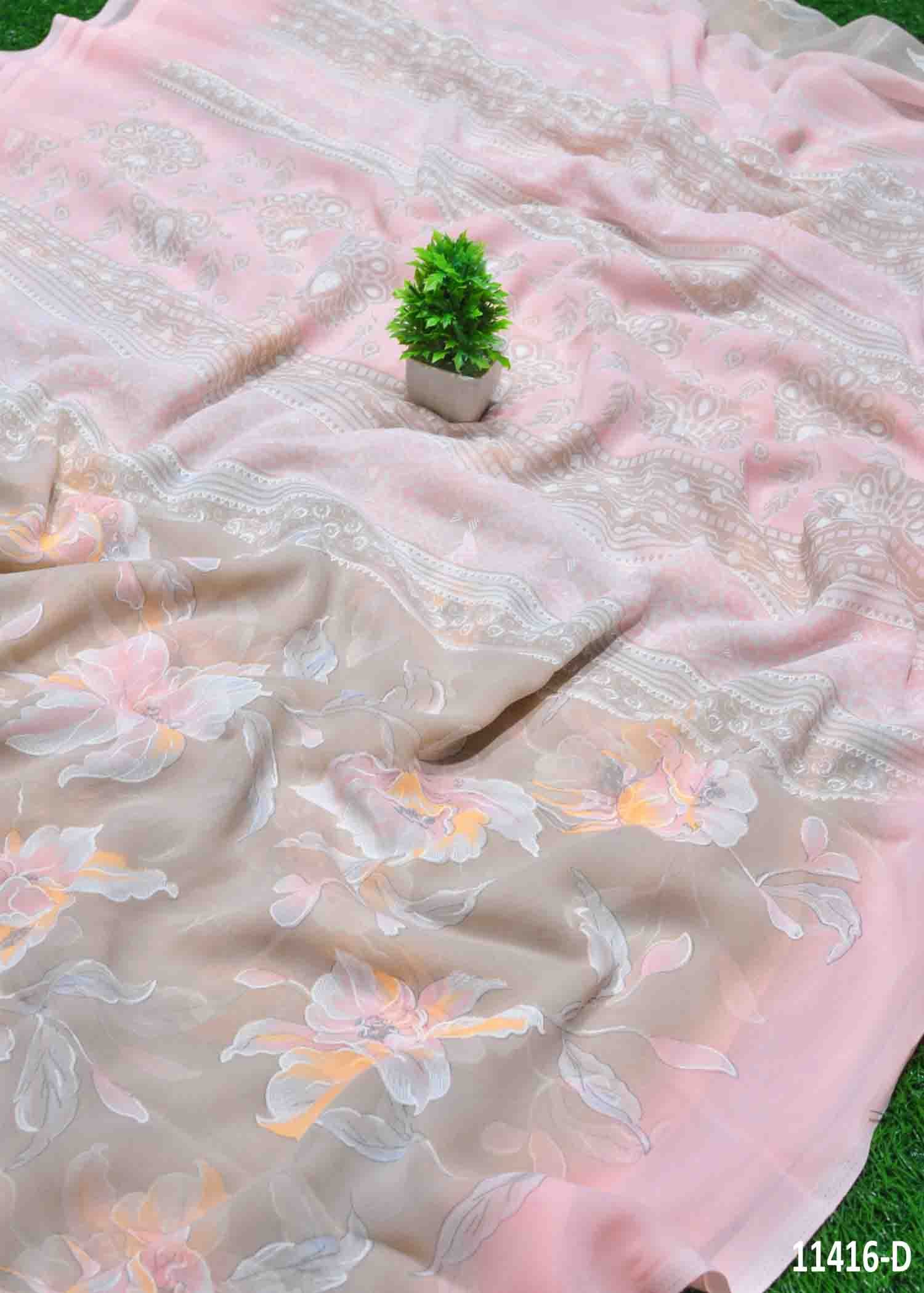 Riya - 11416-D PecanBrown Color Synthetic Saree CM1310689 (RR9D)