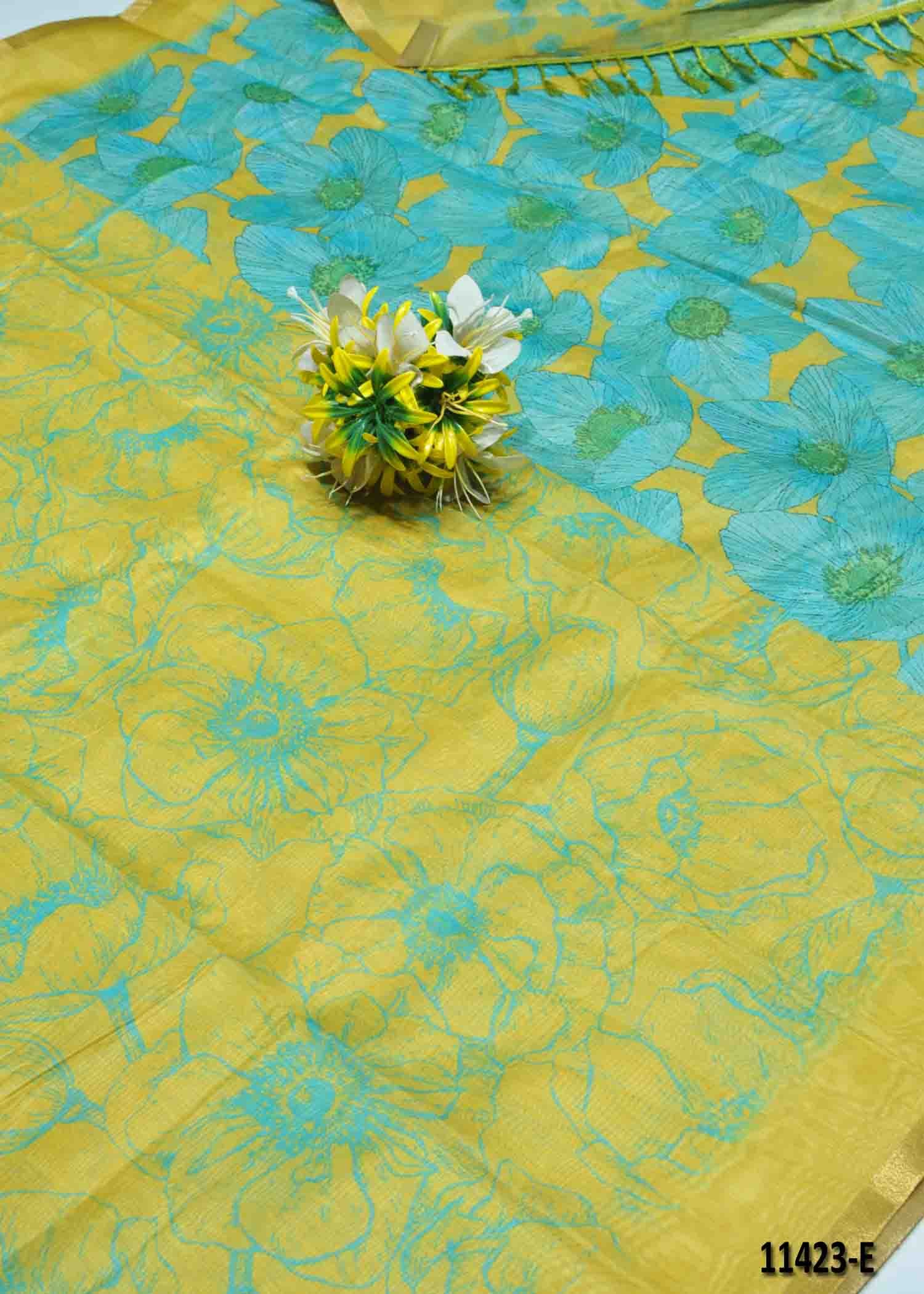 Reshma - 11423-E LemonGreen Color Elegant Look Chanderi Cotton Saree CM1302090 (RR6C)