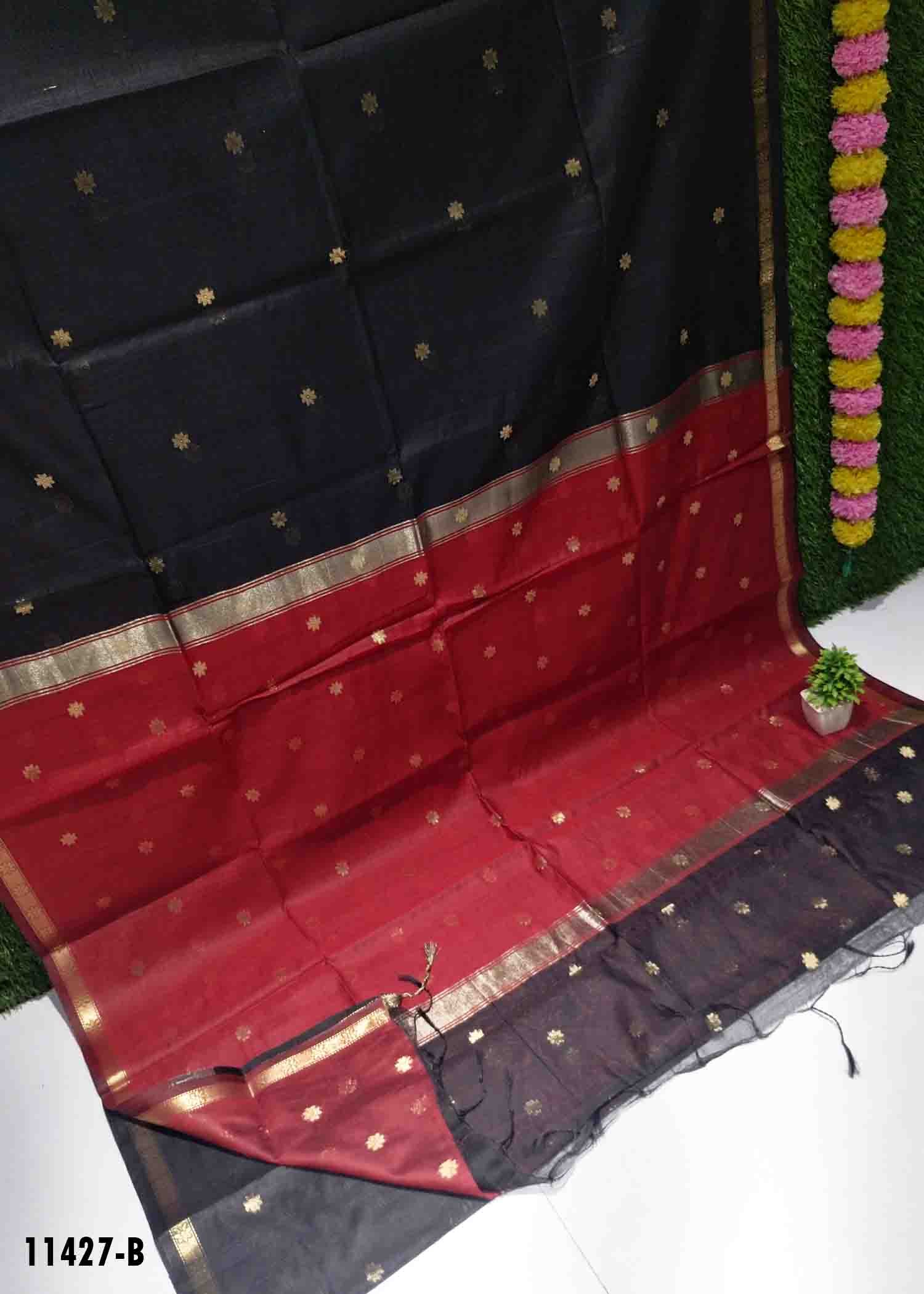 Amira -11427-B Black Color Elagant Traditional Look Maheswari Silk Cotton Saree CM1295618 (RR13D)