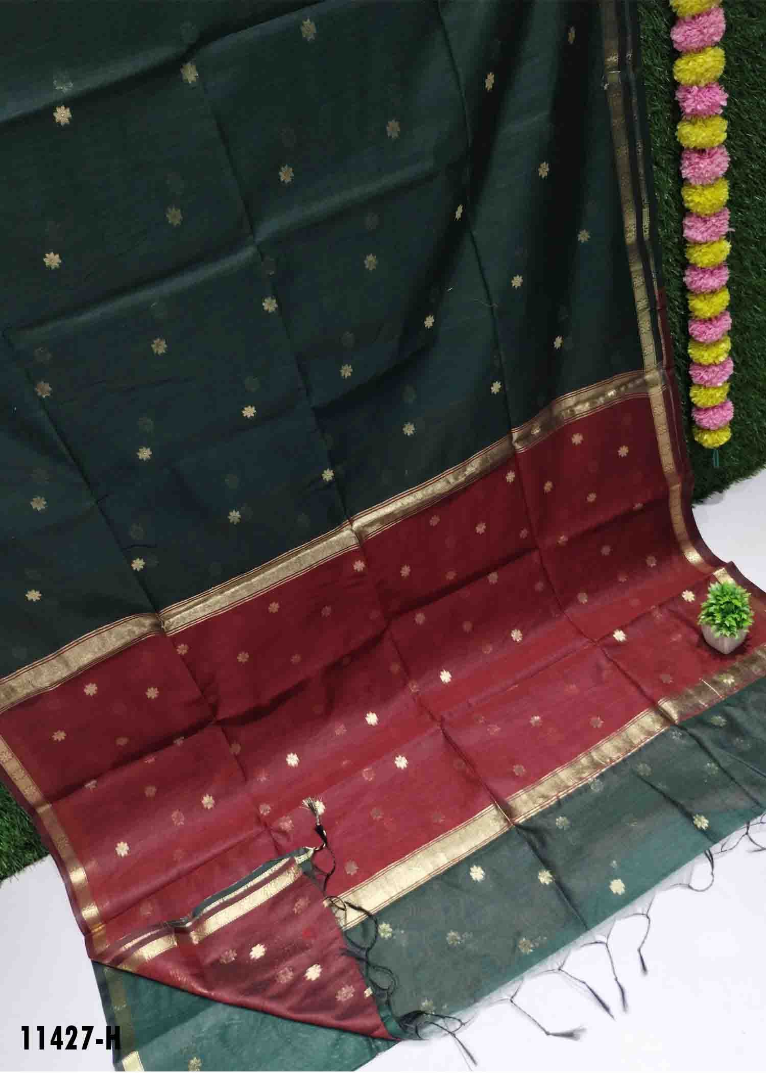 Amira -11427-H DarkGreen Color Elagant Traditional Look Maheswari Silk Cotton Saree CM1295618 (RR13D)