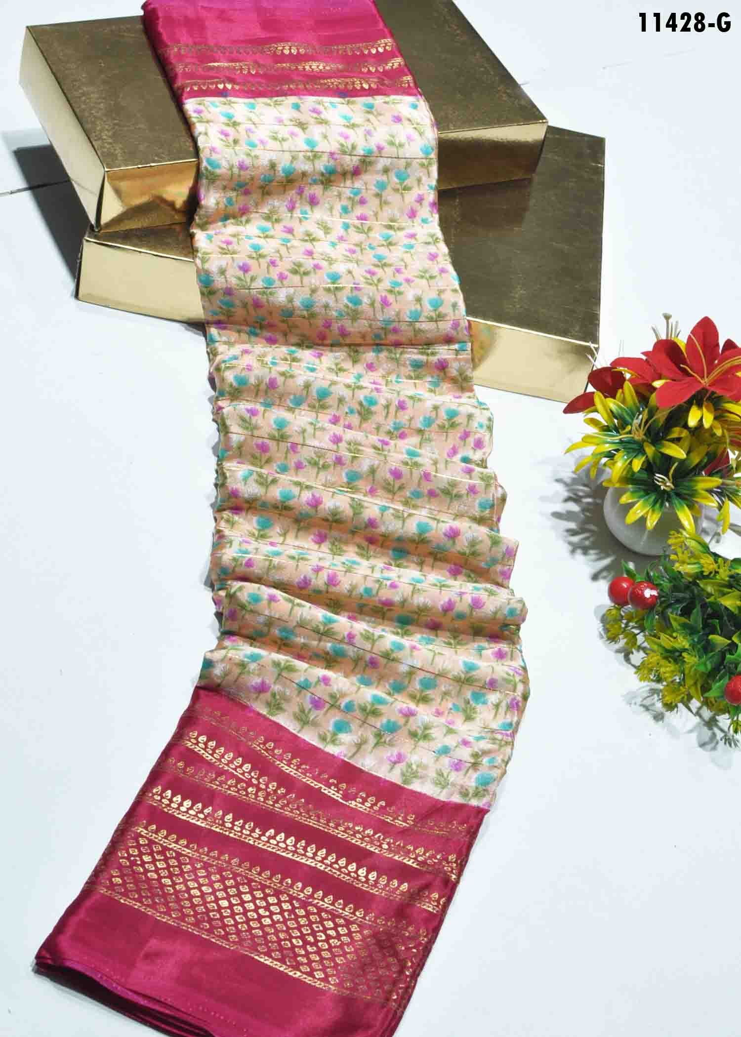 Aruna - 11428-G Peach Color Crepe Saree CM1312320 (RR9C)