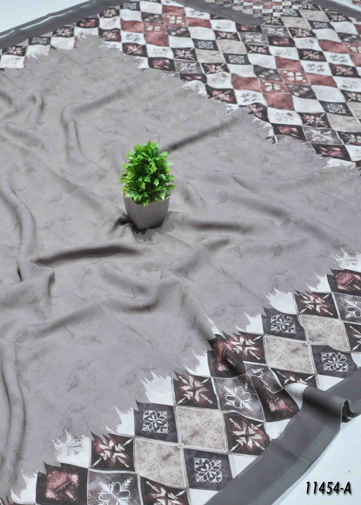 Thulasi - 11454-A Grey Color Soft Georgette Saree CM1316100 (LR11B)