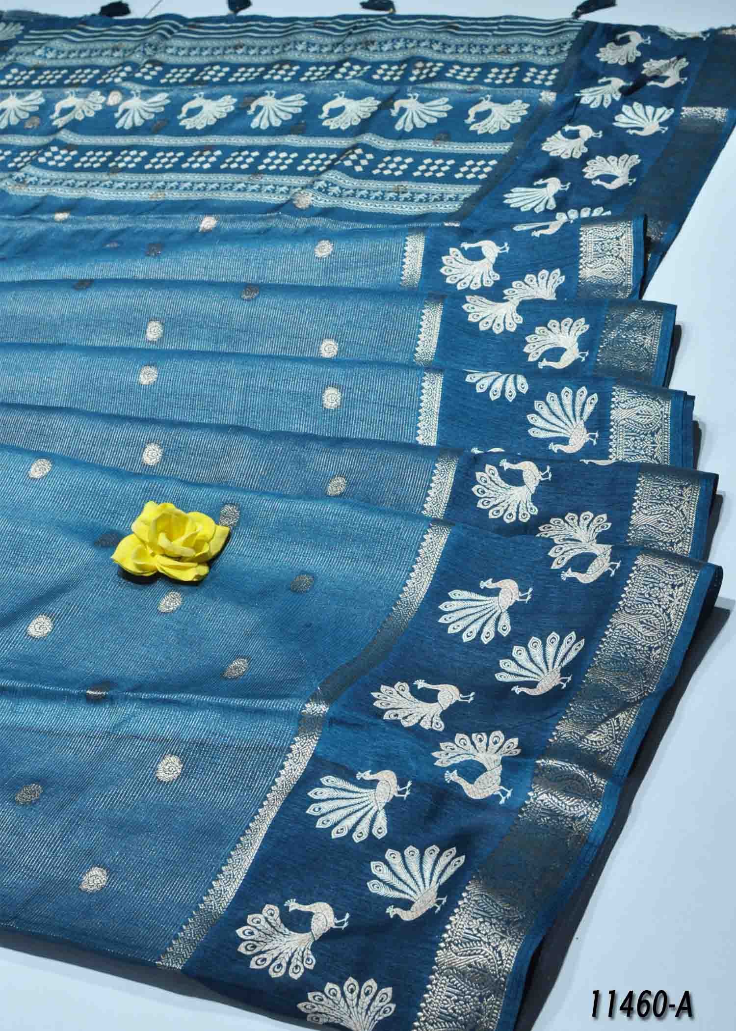 Tamlisree - 11460-A DenimBlue Color Elegant Look Dola Silk Saree CM1316218 (LR5E)