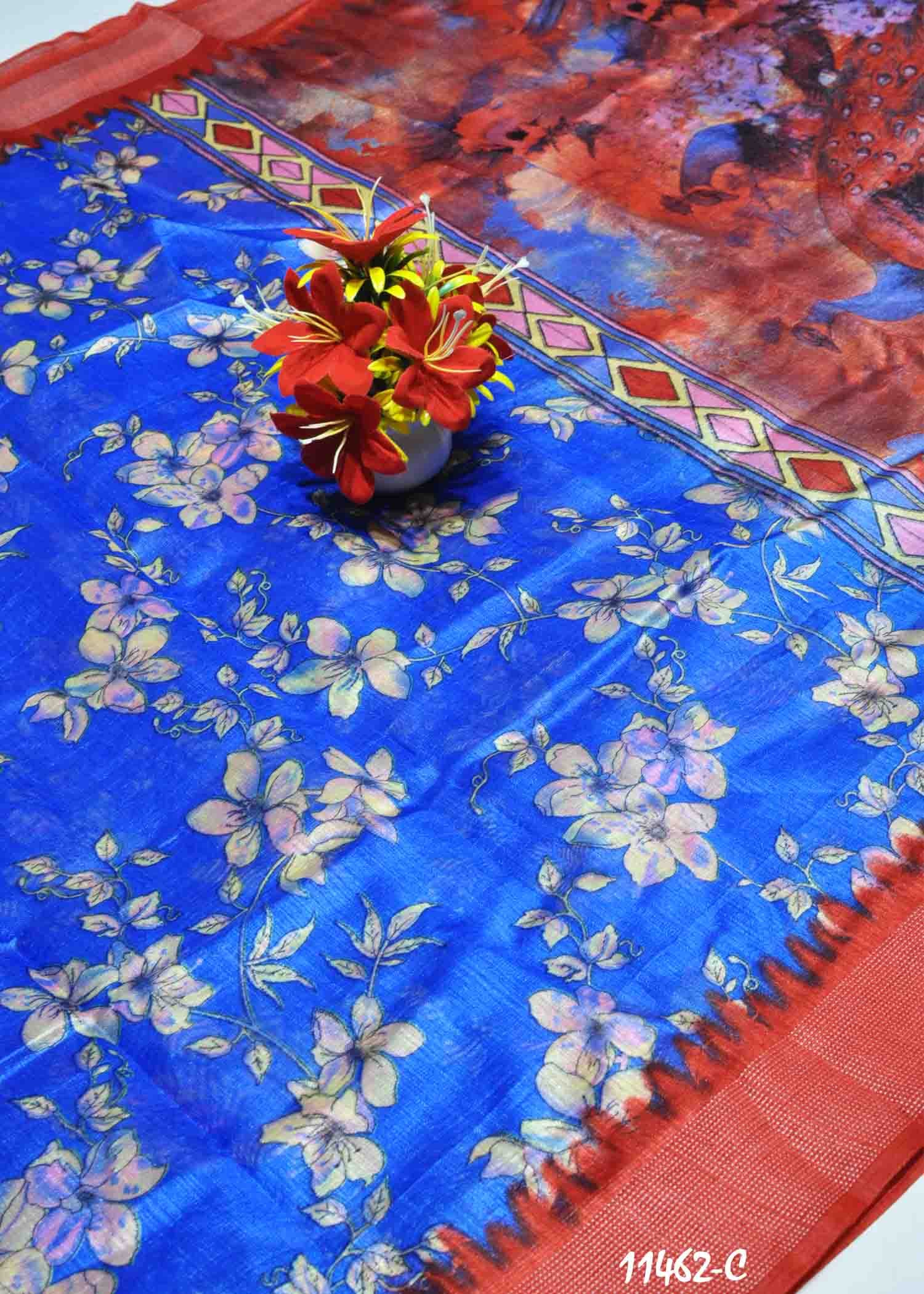 Akira -11462-C Blue Color Mixed Cotton Saree CM1316231 (LR6C)