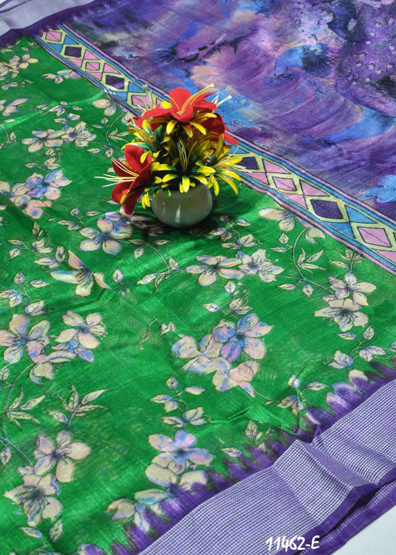 Akira -11462-E Green Color Mixed Cotton Saree CM1316231 (LR6C)