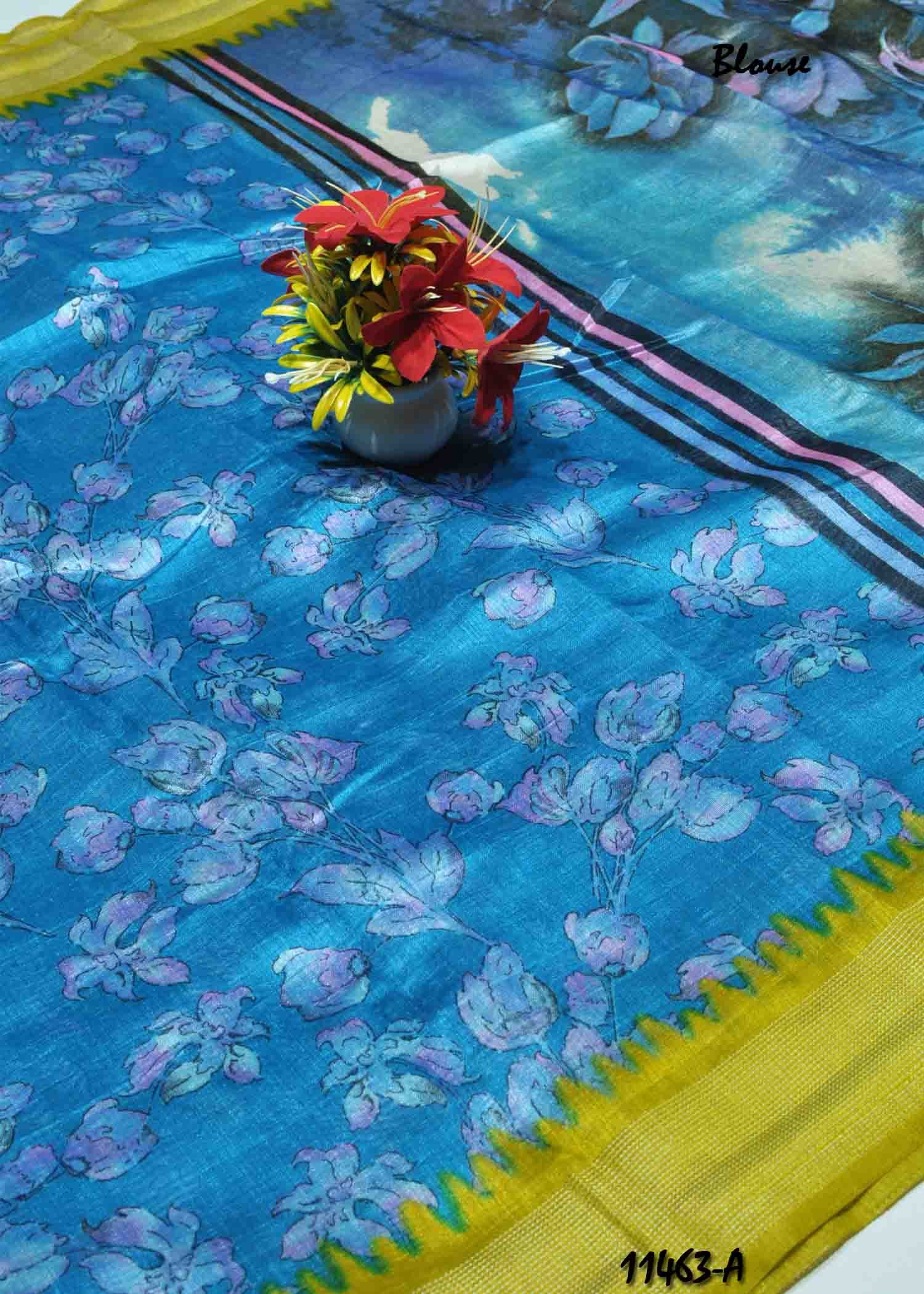 Athulya -11463-A SkyBlue Color Mixed Cotton Saree CM1316231 (LR6C)