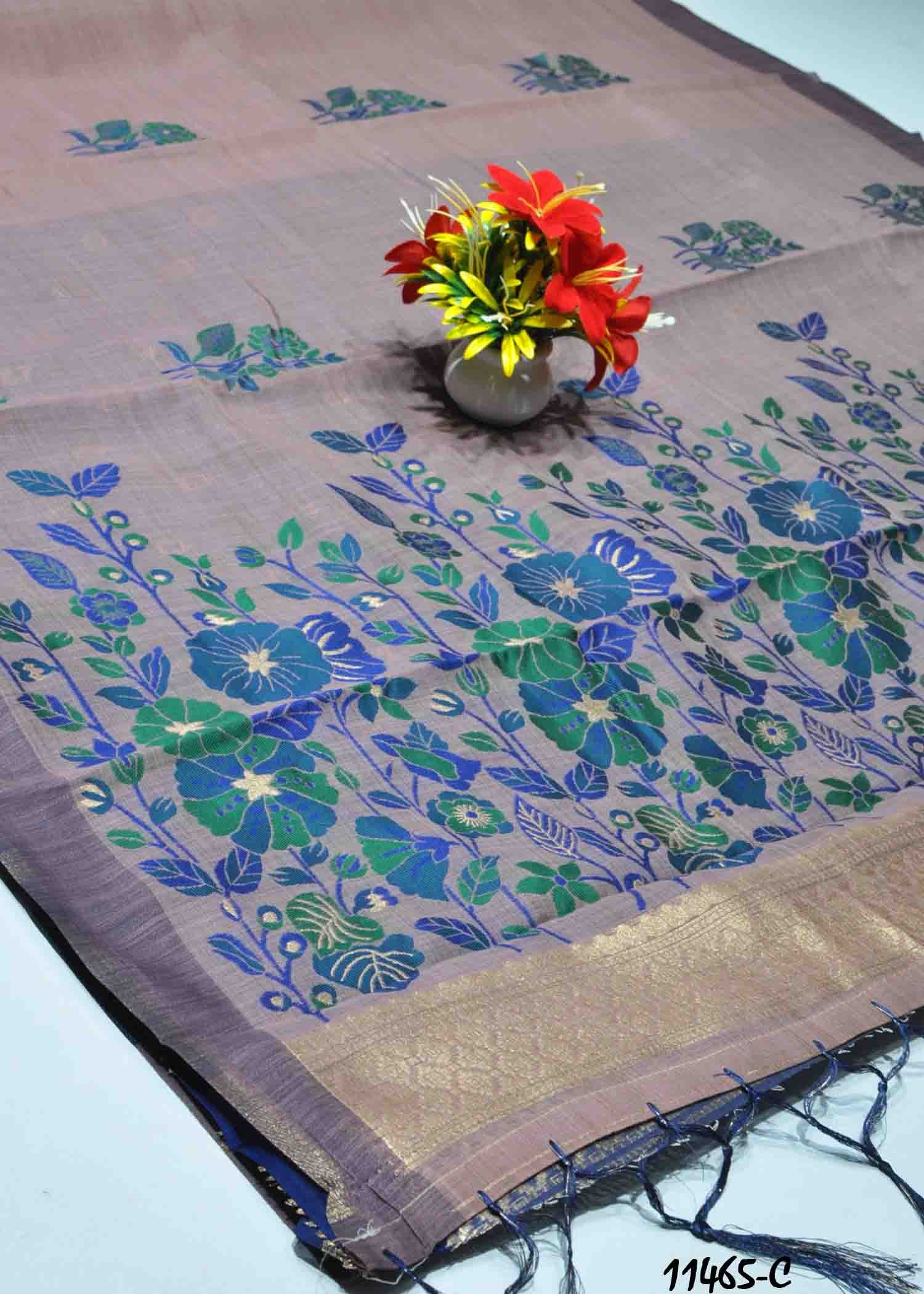 Riwazo - 11465-C PansyPurple Color Anokhi Weave Fancy Cotton Saree CM1306301 (LR6B)