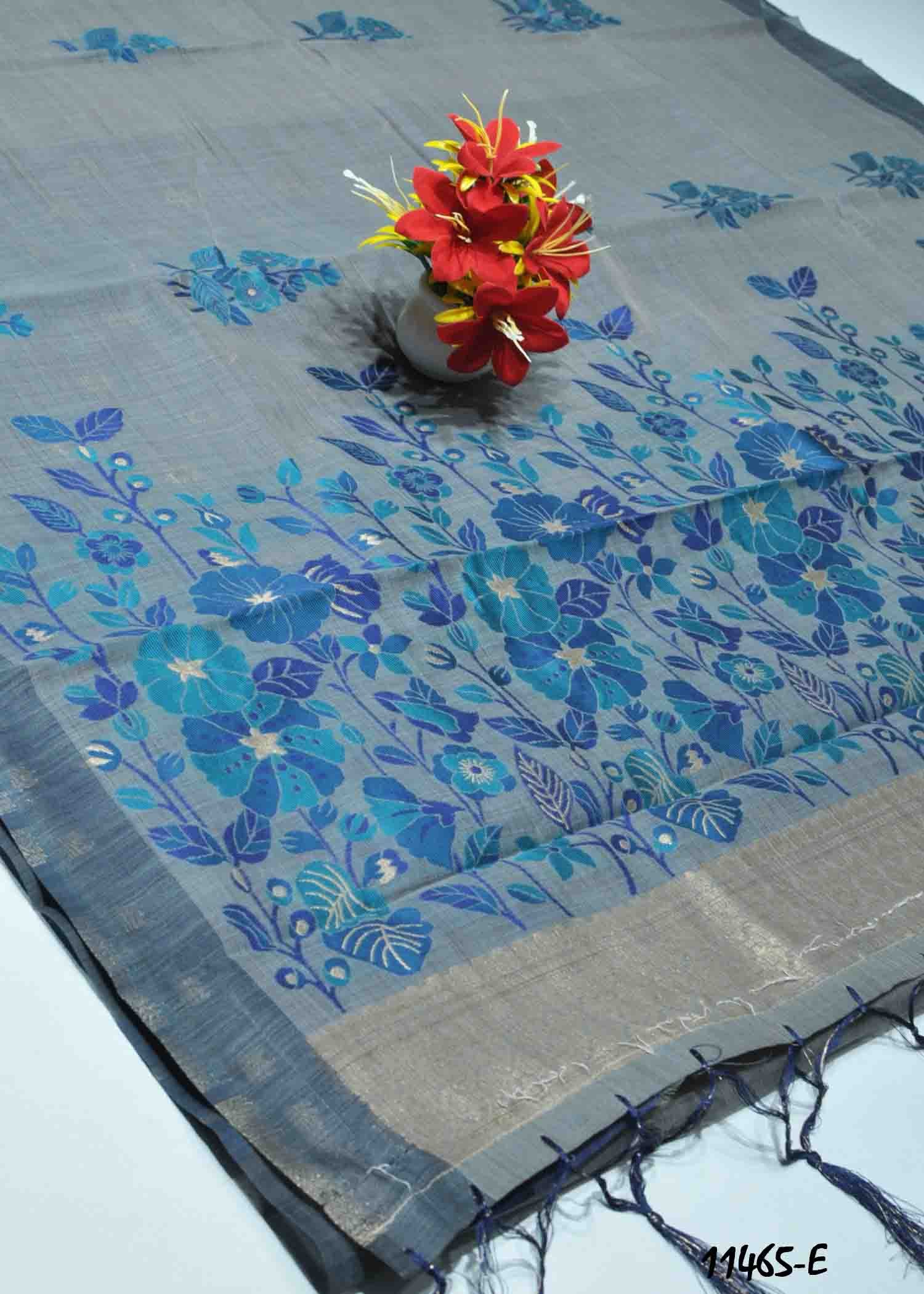 Riwazo - 11465-E IndigoBlue Color Anokhi Weave Fancy Cotton Saree CM1306301 (LR6B)