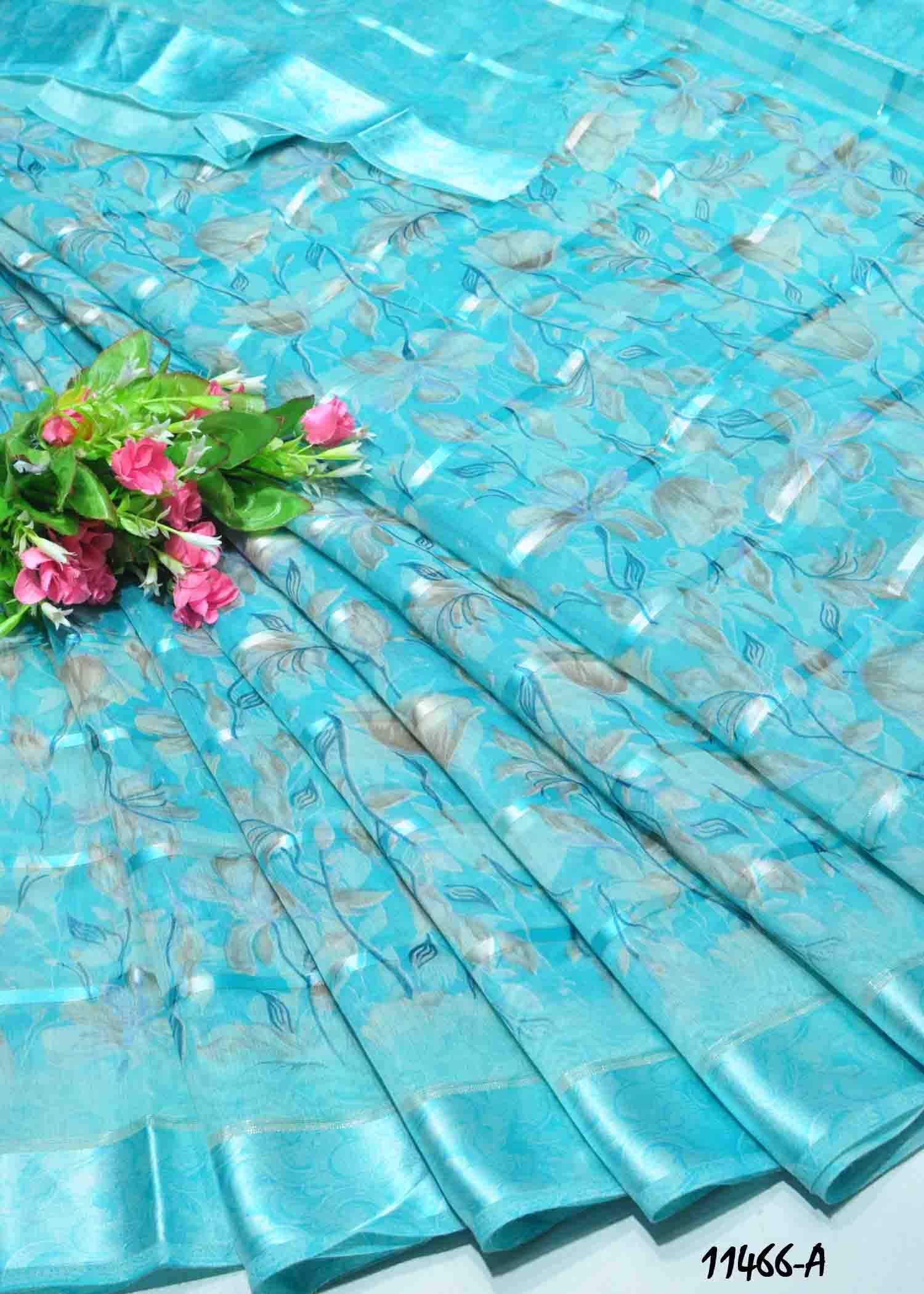 Golden Eye -11466-A SkyBlue Color Mixed Cotton Saree CM1261422 (LR5D)