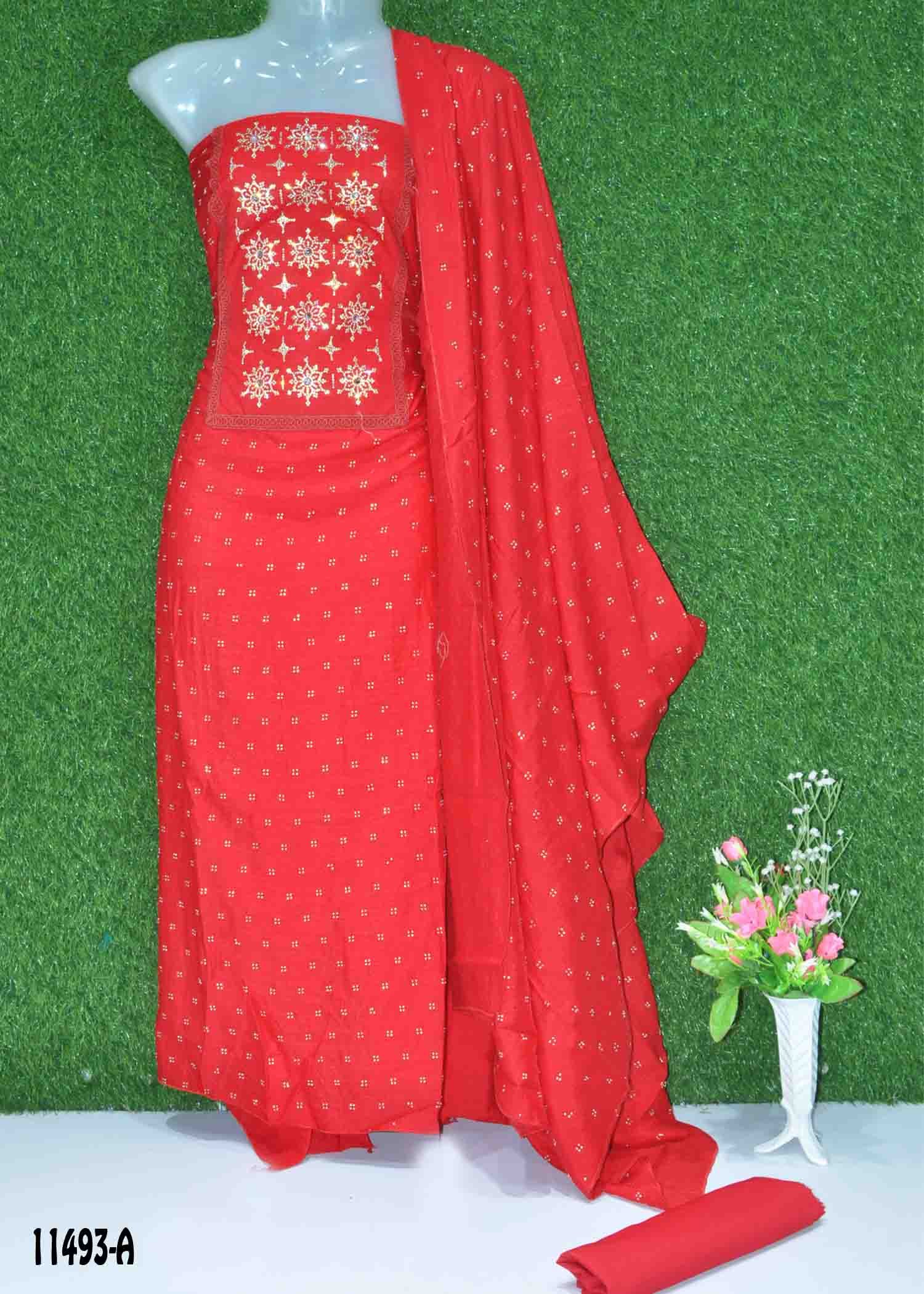 Himani- 11493-A Red Color Fancy Georgette Stone work Salwar Material CM1317757 (LR2B)