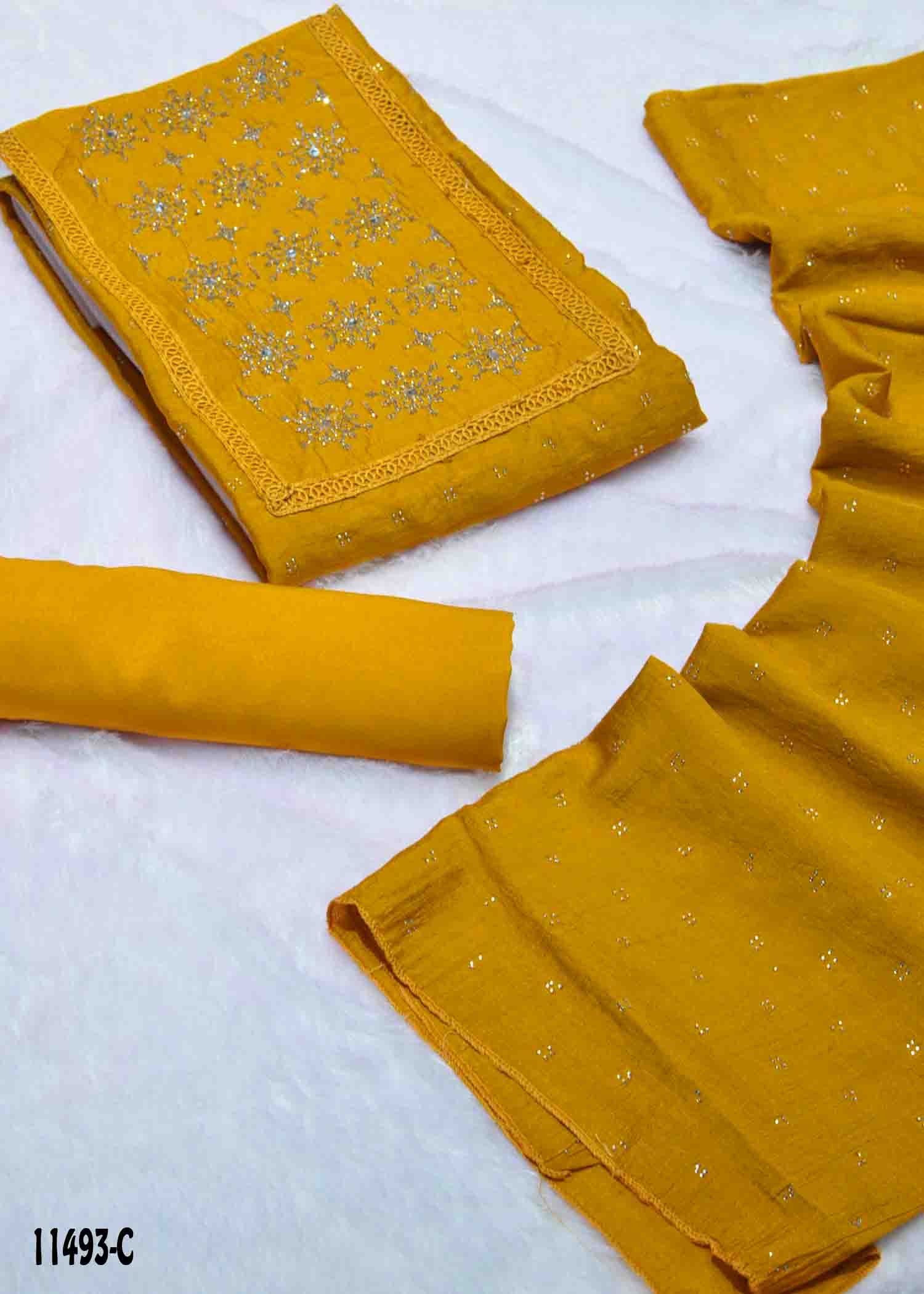 Himani- 11493-C Mustard Color Fancy Georgette Stone work Salwar Material CM1317757 (LR2B)