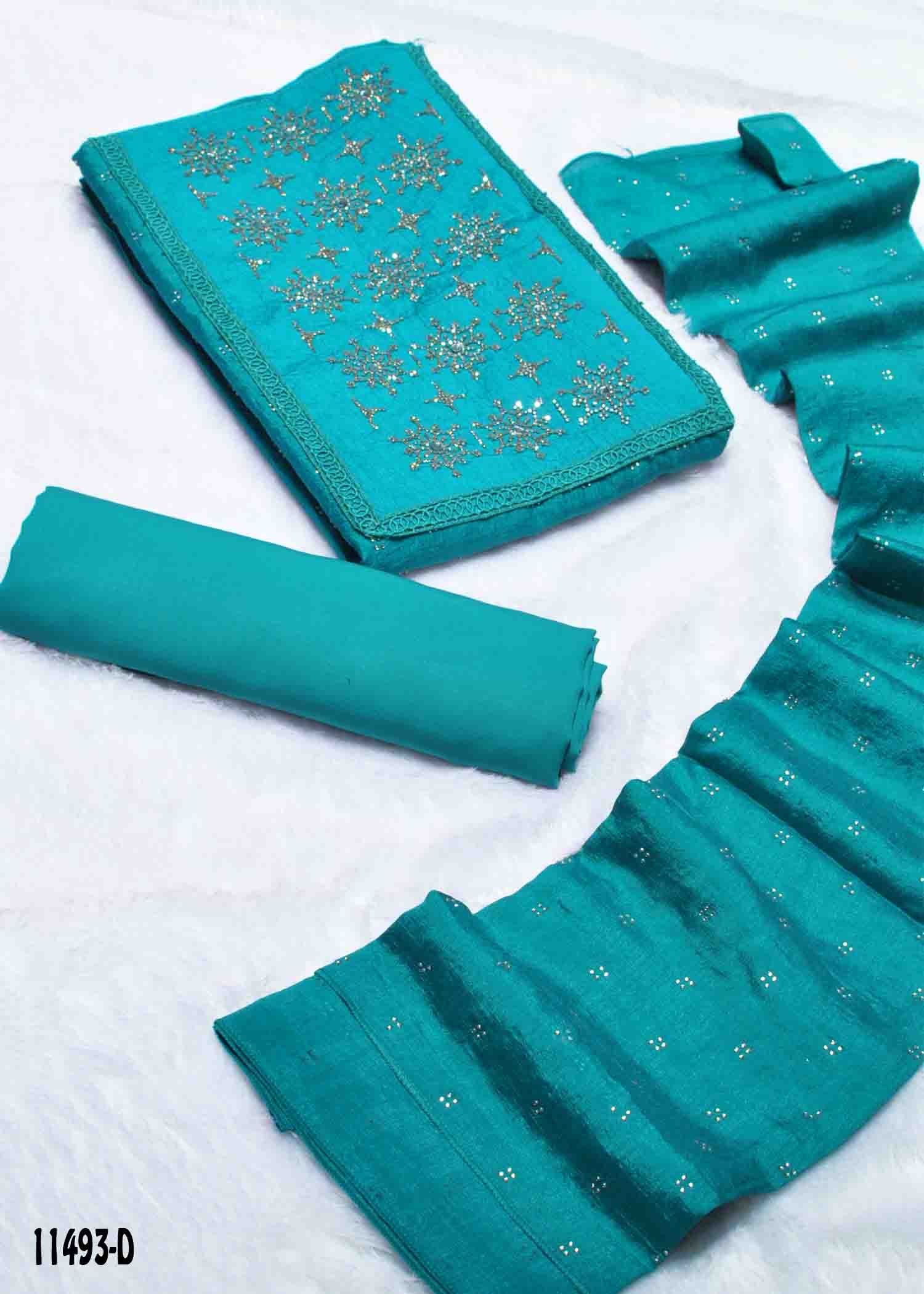 Himani- 11493-D Cyan Color Fancy Georgette Stone work Salwar Material CM1317757 (LR2B)