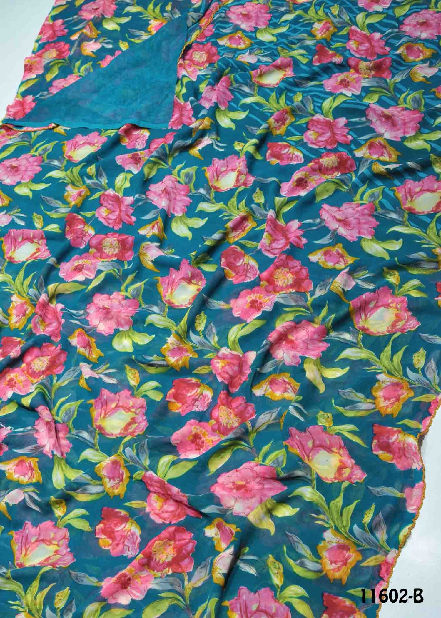 Shree -11602-B Pine Green Color Fancy Soft Georgette Saree CM1295859 (LR11B)