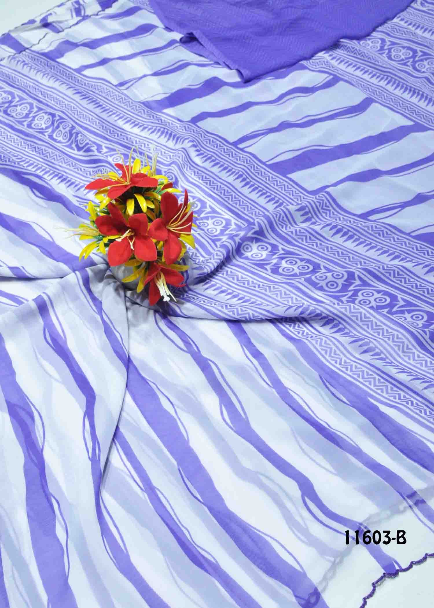 Mera -11603-B Halfwhite Color Fancy Soft Georgette Saree CM1295859 (LR11B)