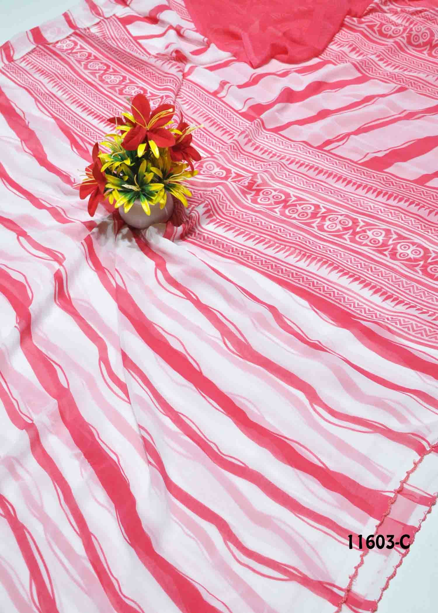 Mera -11603-C Halfwhite Color Fancy Soft Georgette Saree CM1295859 (LR11B)