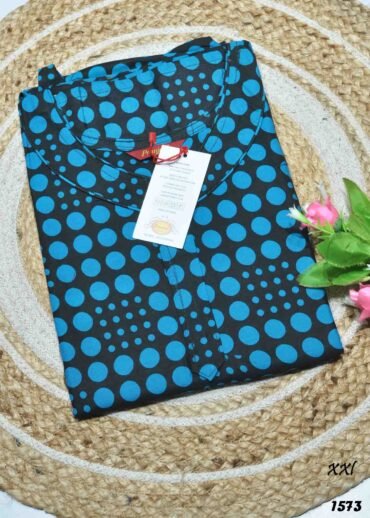 Nesa -1573  [XXL]  Black&Blue Color (Pranjul Brand) Cotton Readymade Pocket Nighty CM1300265 (LR2C)