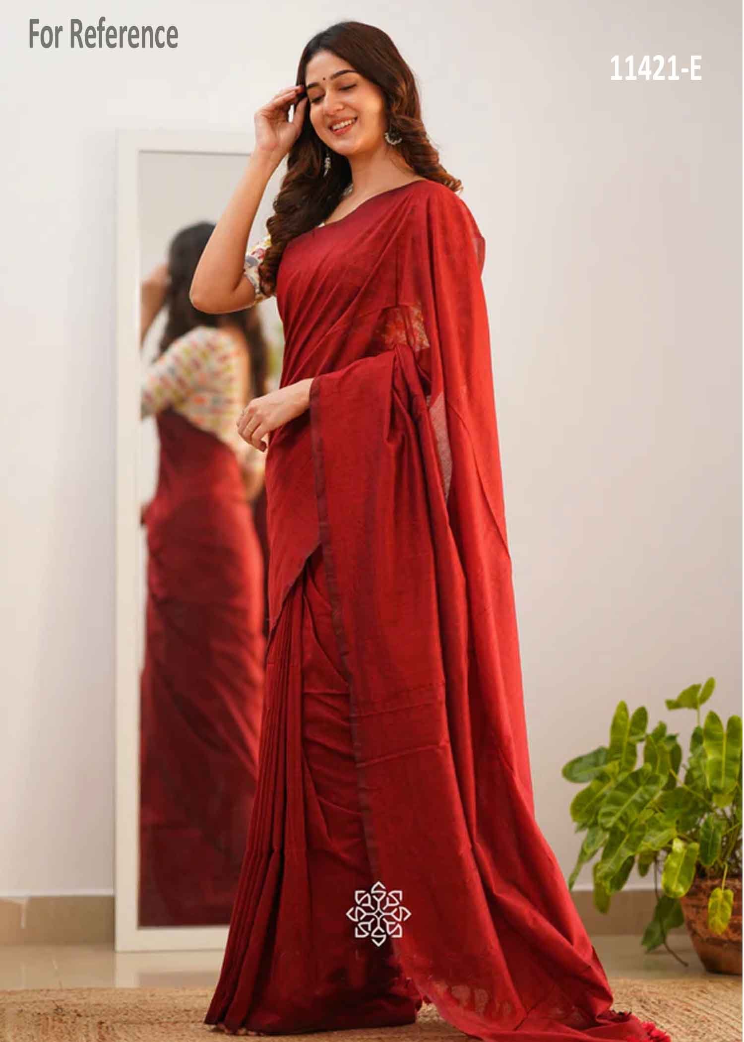 Rachitha -11421-E CherryRed Color Handloom Cotton saree CM1308416 (RR6B)