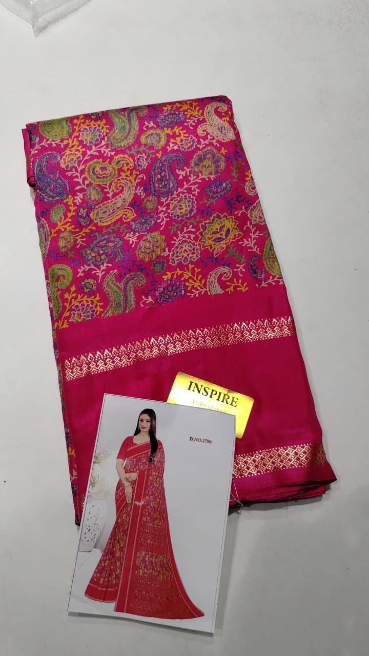 Reena - 11417-F Pink Color Malgudi Crepe Saree CM1303894