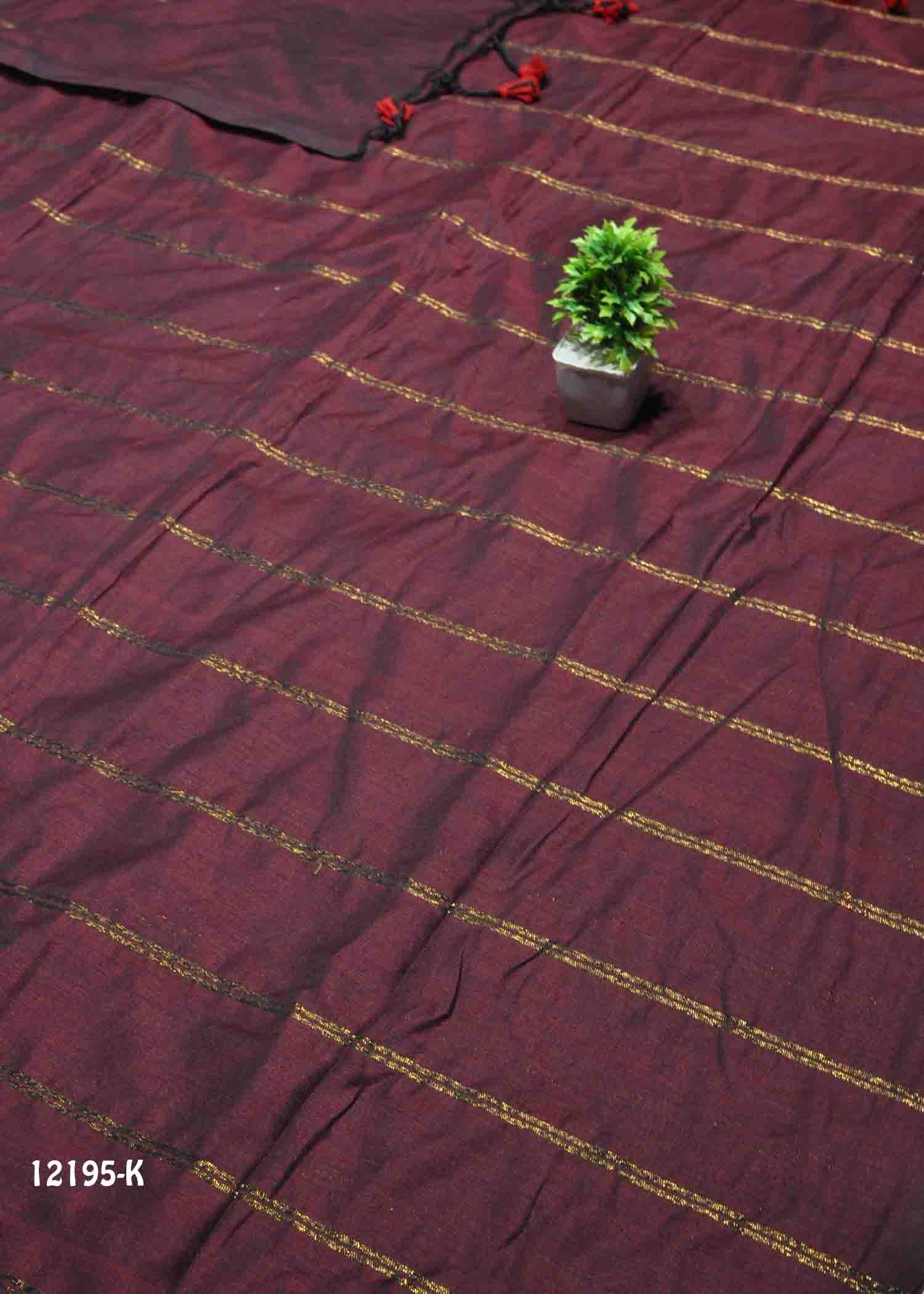 Debasmitha -12195-K Maroon Color Handloom Cotton Saree CM1337440 (LR6D)