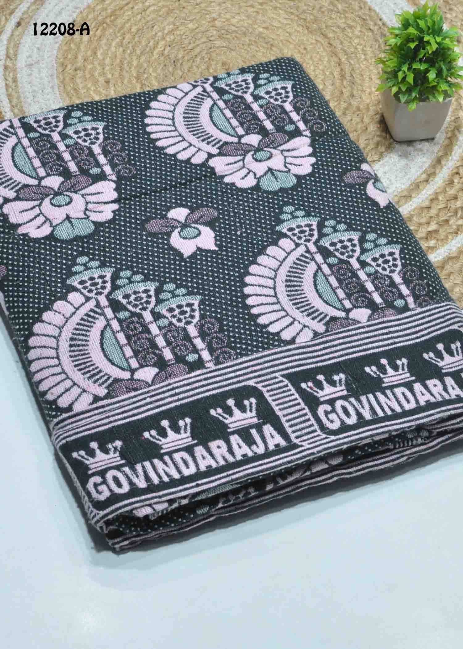 Solapur - 12208-A Black Color Govindaraja Cotton Single Bed Sheet CM1303669
