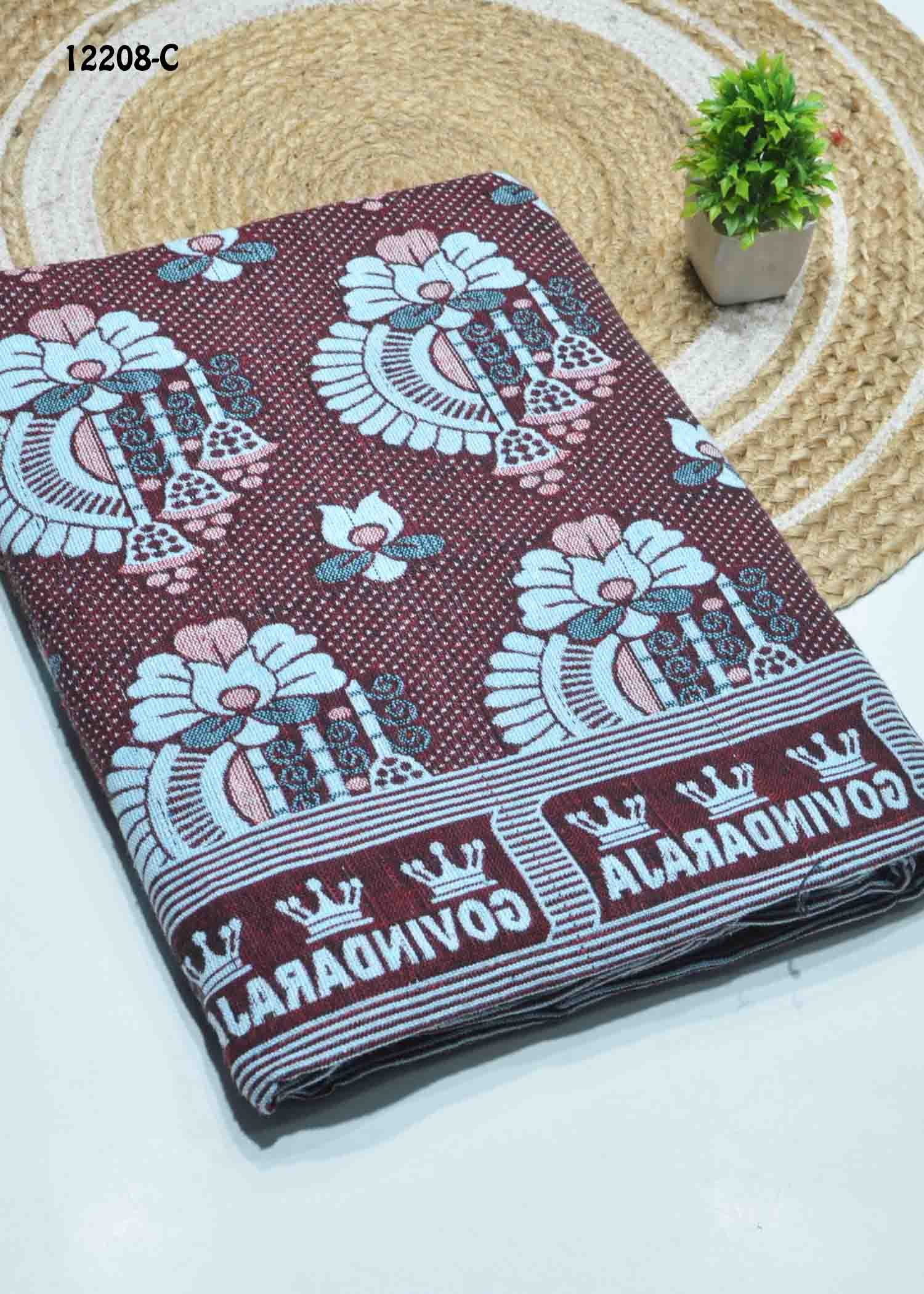 Solapur - 12208-C Maroon Color Govindaraja Cotton Single Bed Sheet CM1303669