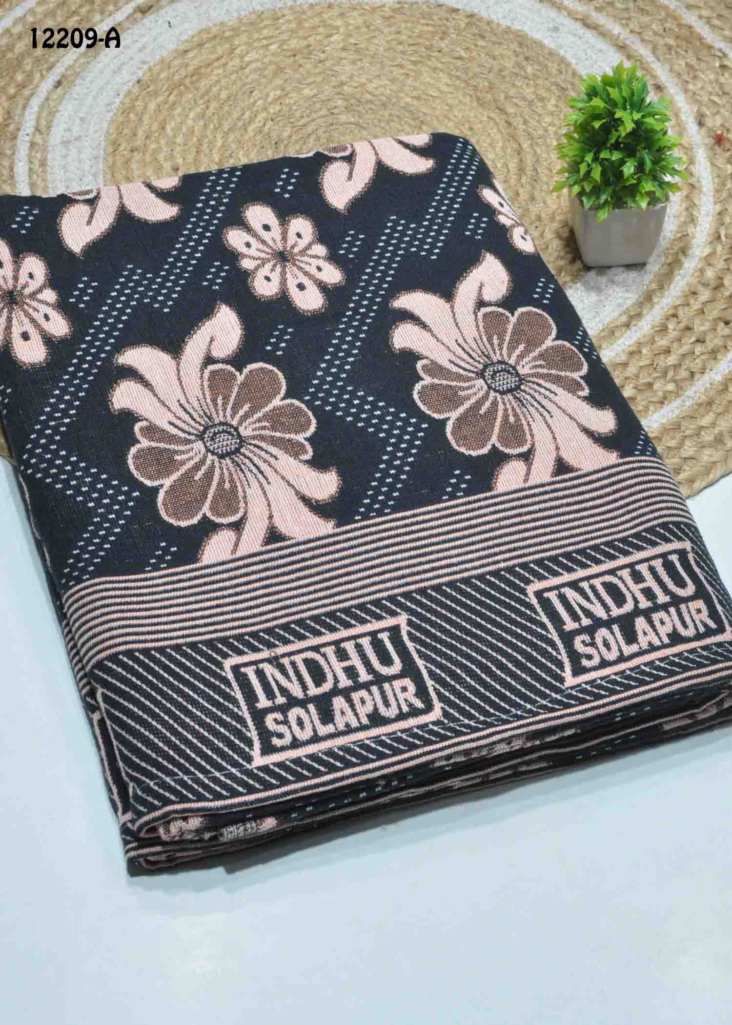 Pooja - 12209-A Black Color Cotton Single Bed Sheet CM1268770