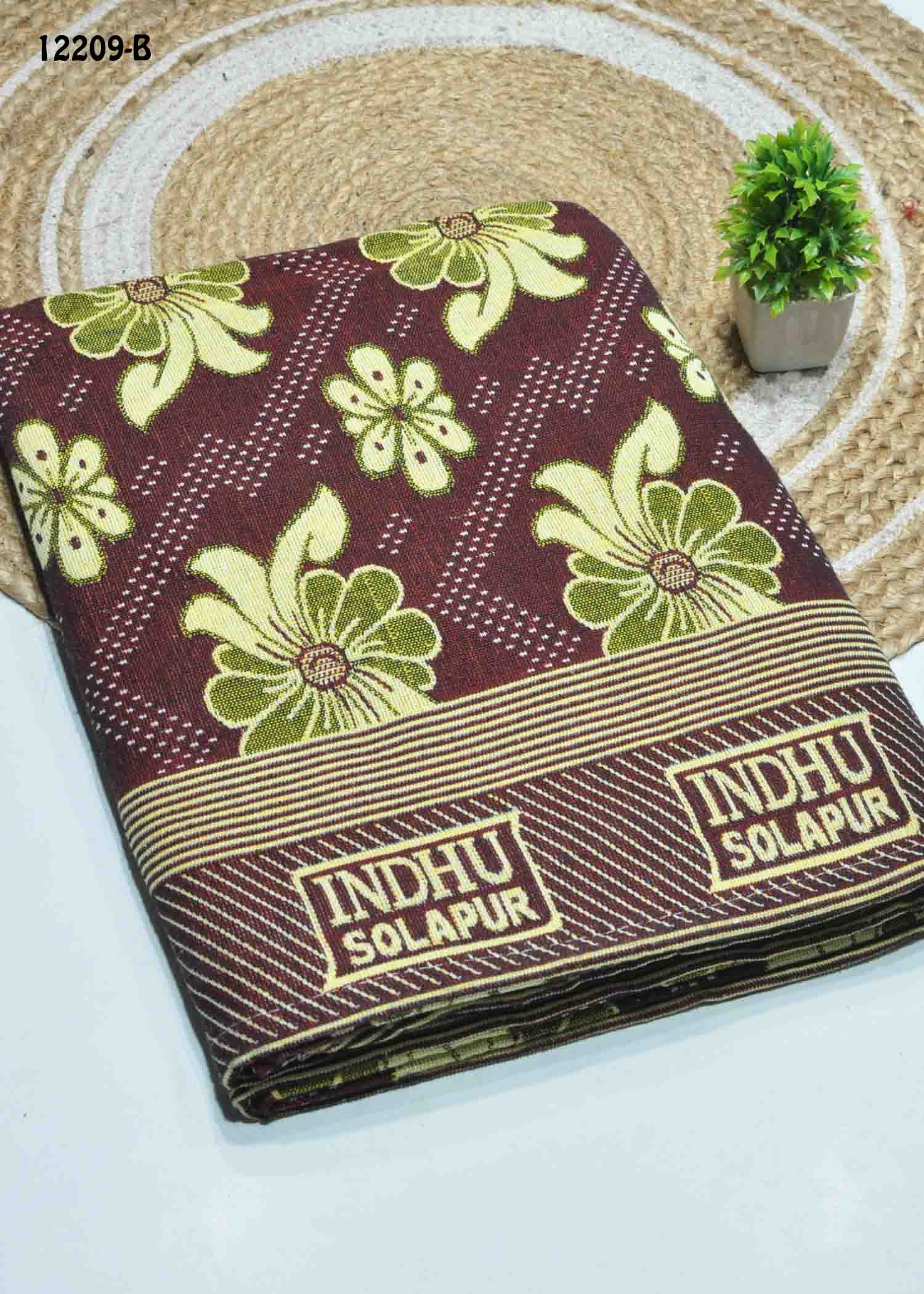 Pooja - 12209-B Maroon Color Cotton Single Bed Sheet CM1268770