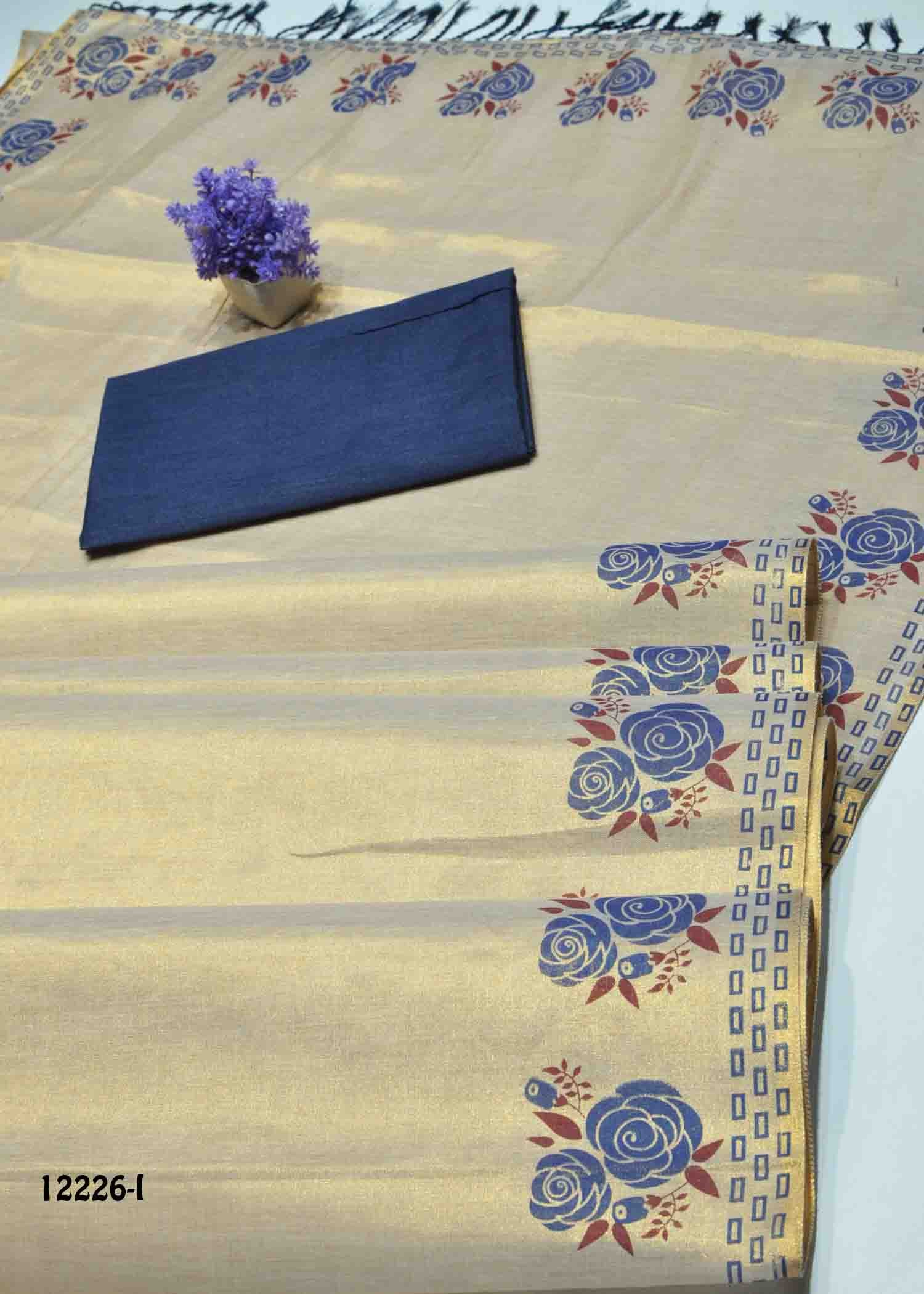 Anupamma - 12226-I Tan With Blue Color Traditional Wear Shinny Uppada Saree CM1321693 (RR5D)