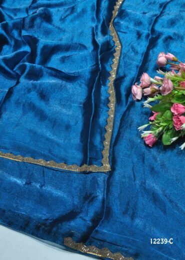 Deepti - 12239-C  PeacockBlue Color Beautiful Plain Space Silk Saree CM1300859 (RR8C)